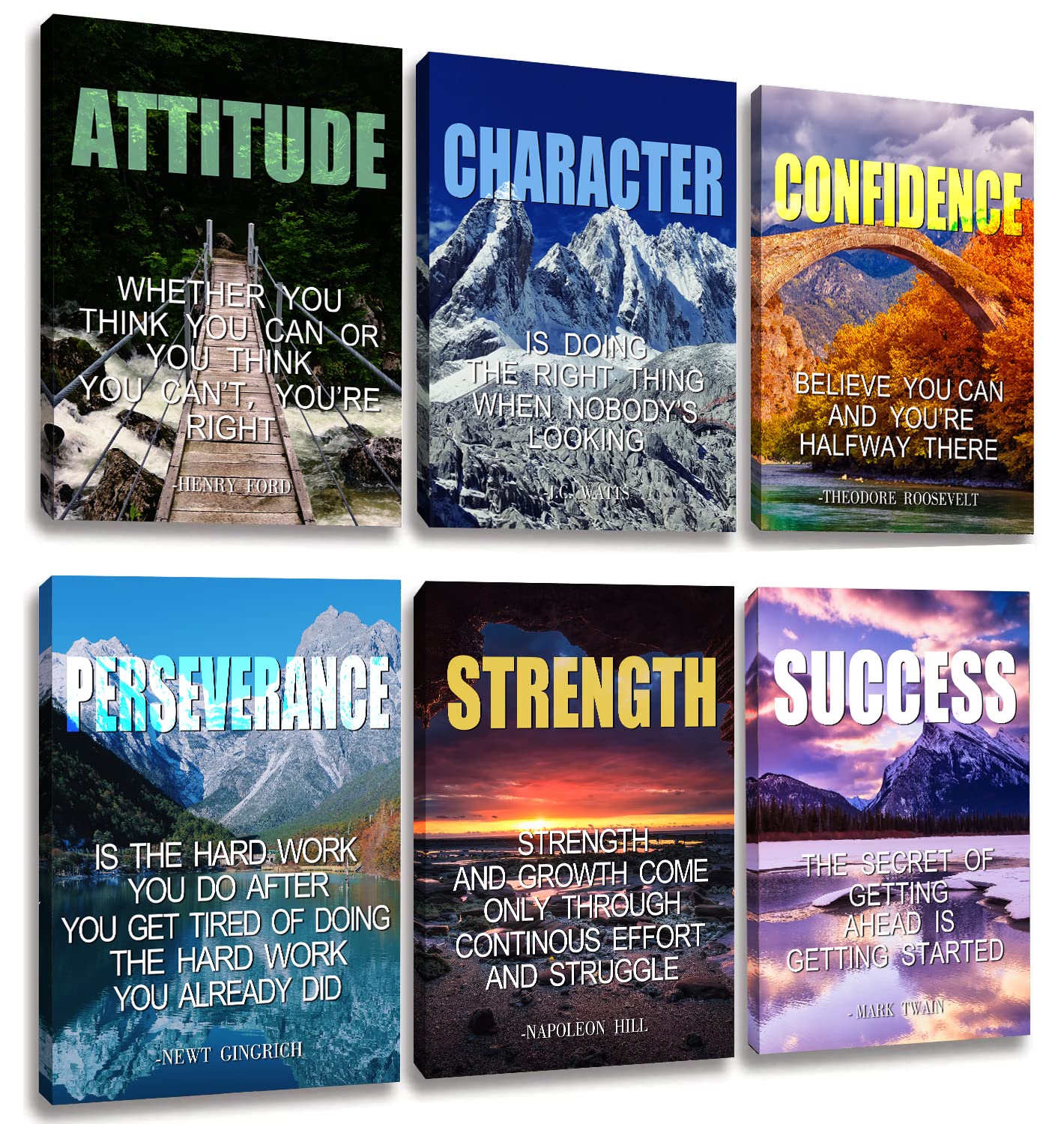 Landscape Canvas Wall Art，Motivational Wall Art Decoration Painting .Suitable forGym, Library, Office, Living Room and Home Deco,Tabletop/Hanging(29x38cm) Framed