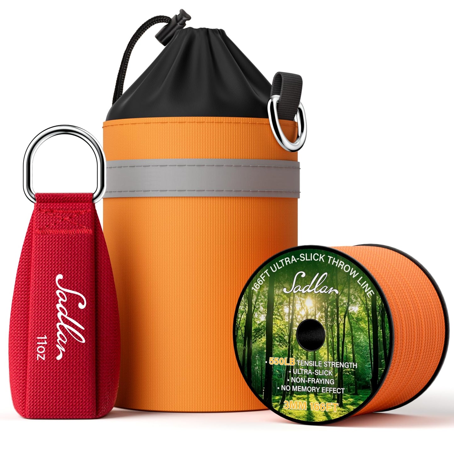 Arborist Throw Line Kit - Ultra Slick 166ft Polyester Rope with 11Oz Weight Throw Bag Low High Limb Throwing Adults Forestry Tree Trimming Cutting Gear