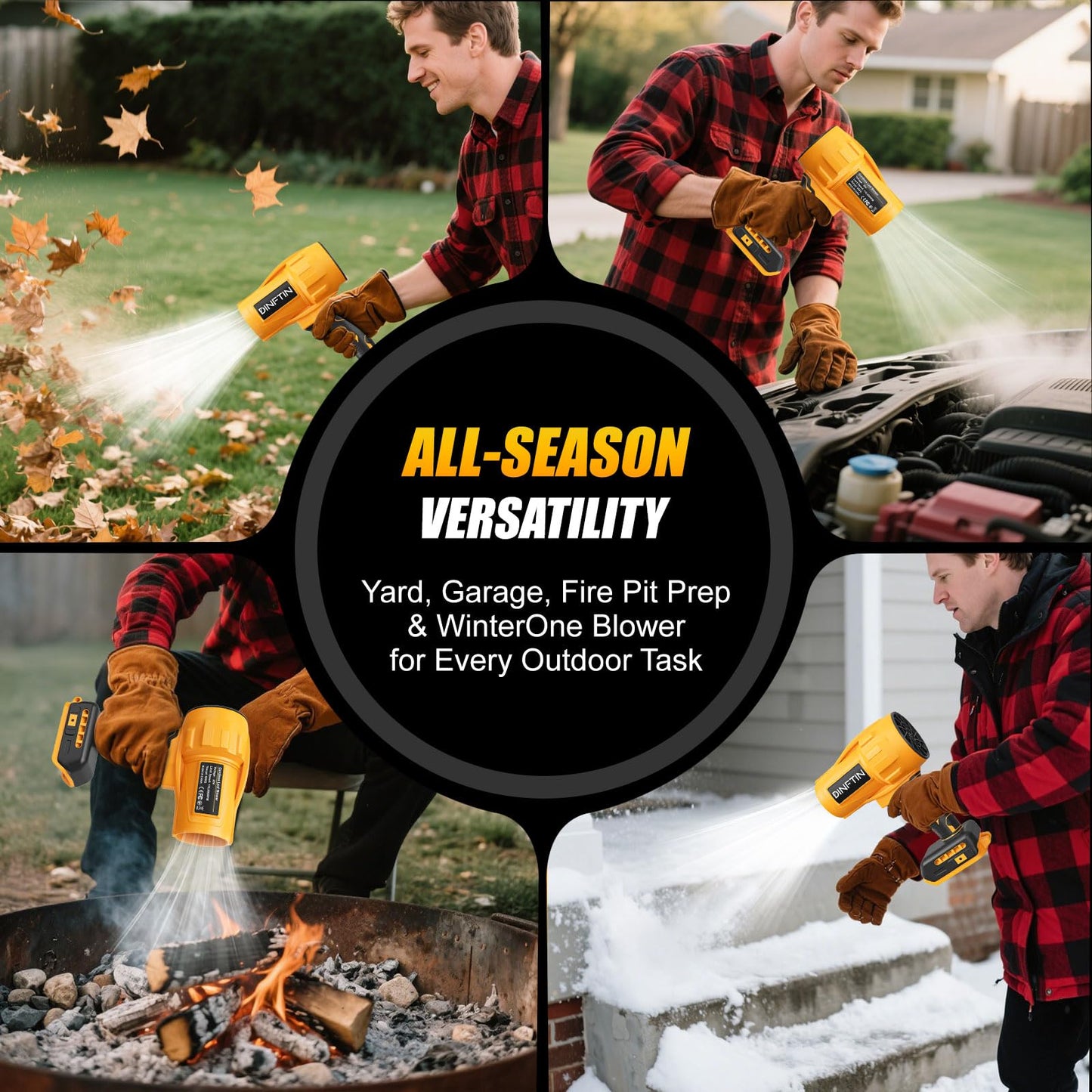 Dinftin Brushless Cordless Leaf Blower Compatible for DeWalt 20V Battery(Tool Only), 125MPH 430CFM Variable Speed Turbo Blower, Lightweight Handheld Blower for Lawn, Garage, Snow, Patio