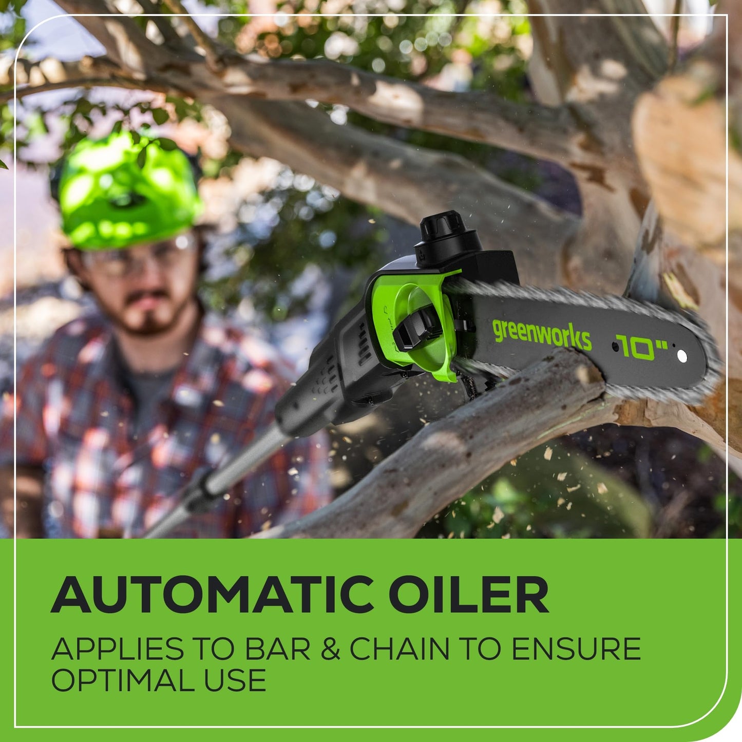 Greenworks 80V 10" Brushless Cordless Polesaw (Great For Pruning and Trimming Branches / 75+ Compatible Tools), 2.0Ah Battery and Charger