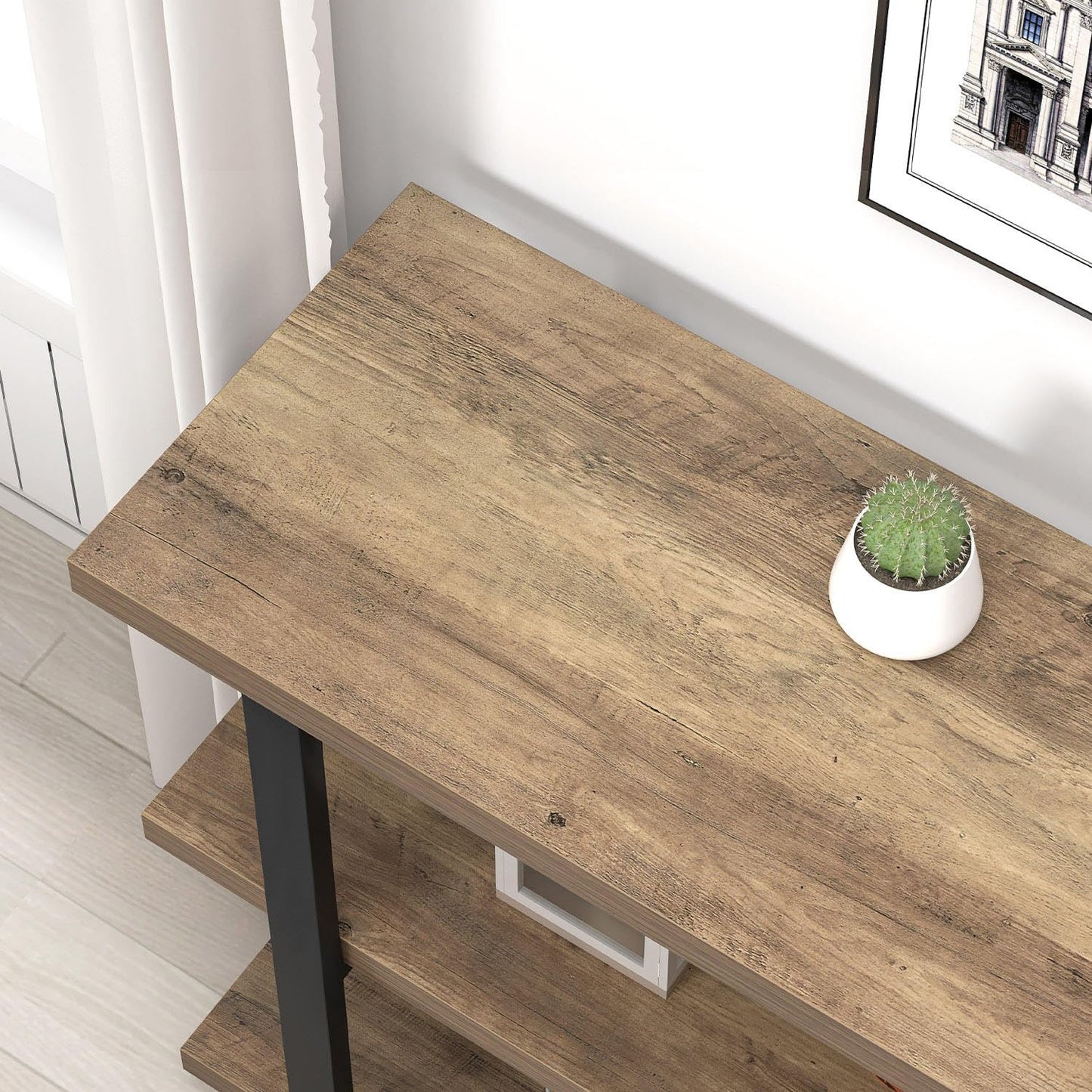 FOLUBAN Console Tables for Entryway, Modern Sofa Table with Storage Shelves for Living Room, Hallway, Entrance, or Behind Couch, Rustic Oak, 47 Inch