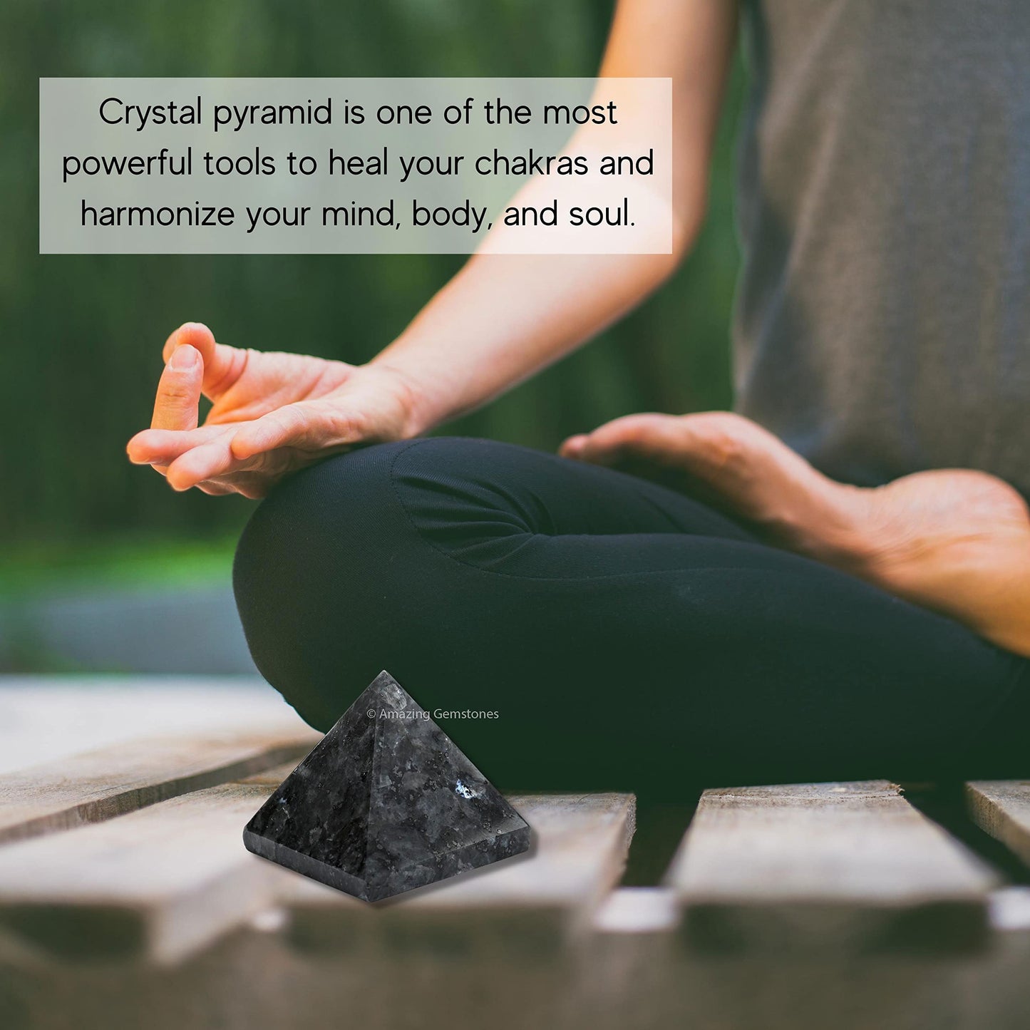 Amazing Gemstone Larvikite Pyramid Crystal Healing Stones - 2" Great Pyramid Figurine of Natural Stone Pyramid for Meditation, Reiki, Chakra Balancing and Crystal Pyramids Grid