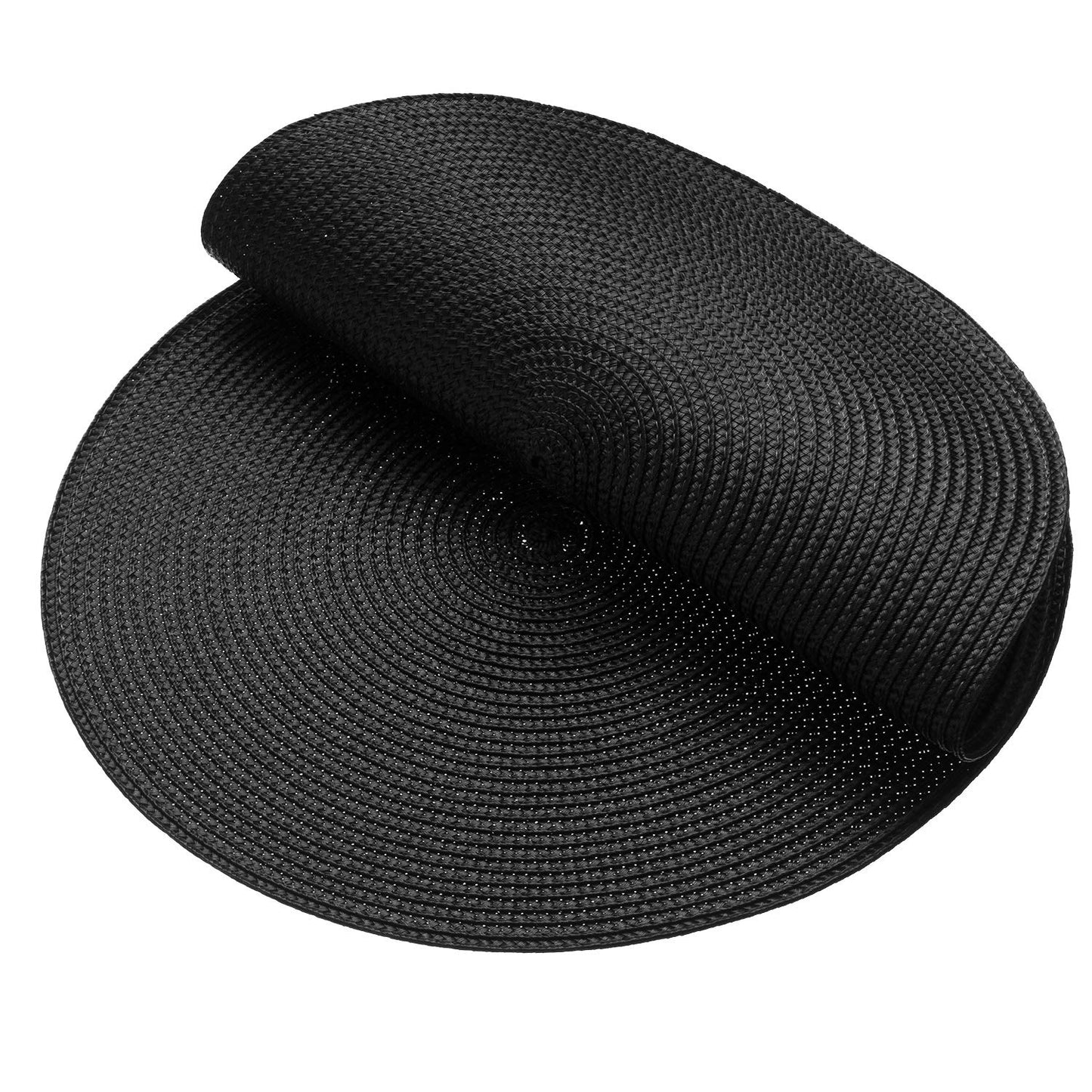 AHHFSMEI Round Placemats Set of 4 Heat Resistant Washable Non-Slip Woven Braided Table Mats for Dining Table Kitchen & Home Decor (Black,4)