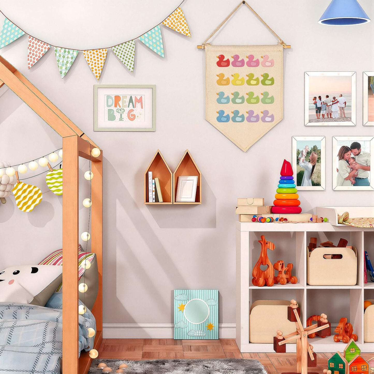 Nursery Baby Room Playroom Reading Room Bedroom Door Decoration-Baby,Shower,Birthday Christmas Gift for Boy Girl Kid Teen-Canvas Hanging Flag Banner Pennant Wall Sign Decor-Ducks Theme