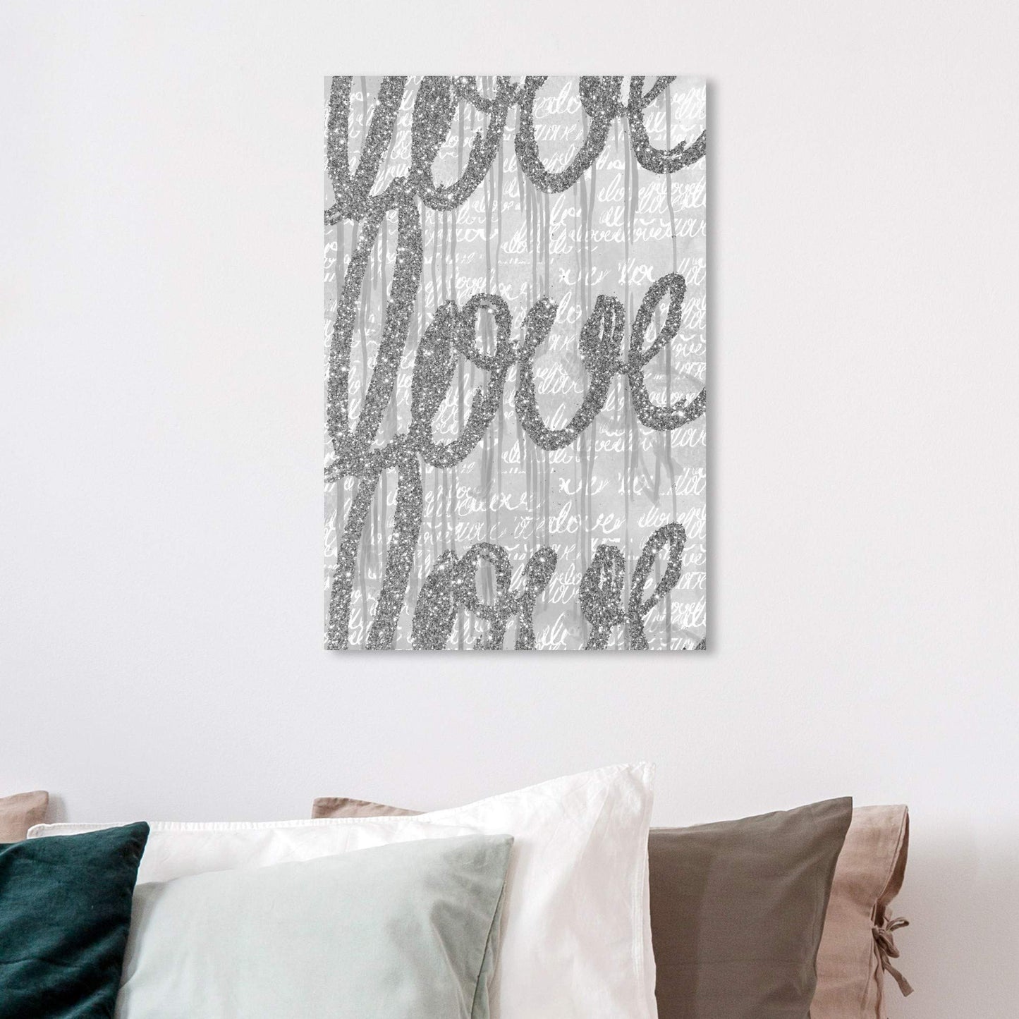 The Oliver Gal Artist Co. Oliver Gal Round Tall Glitter' Silver Typography Wall Art Print Premium Canvas, 16" x 24", Gray