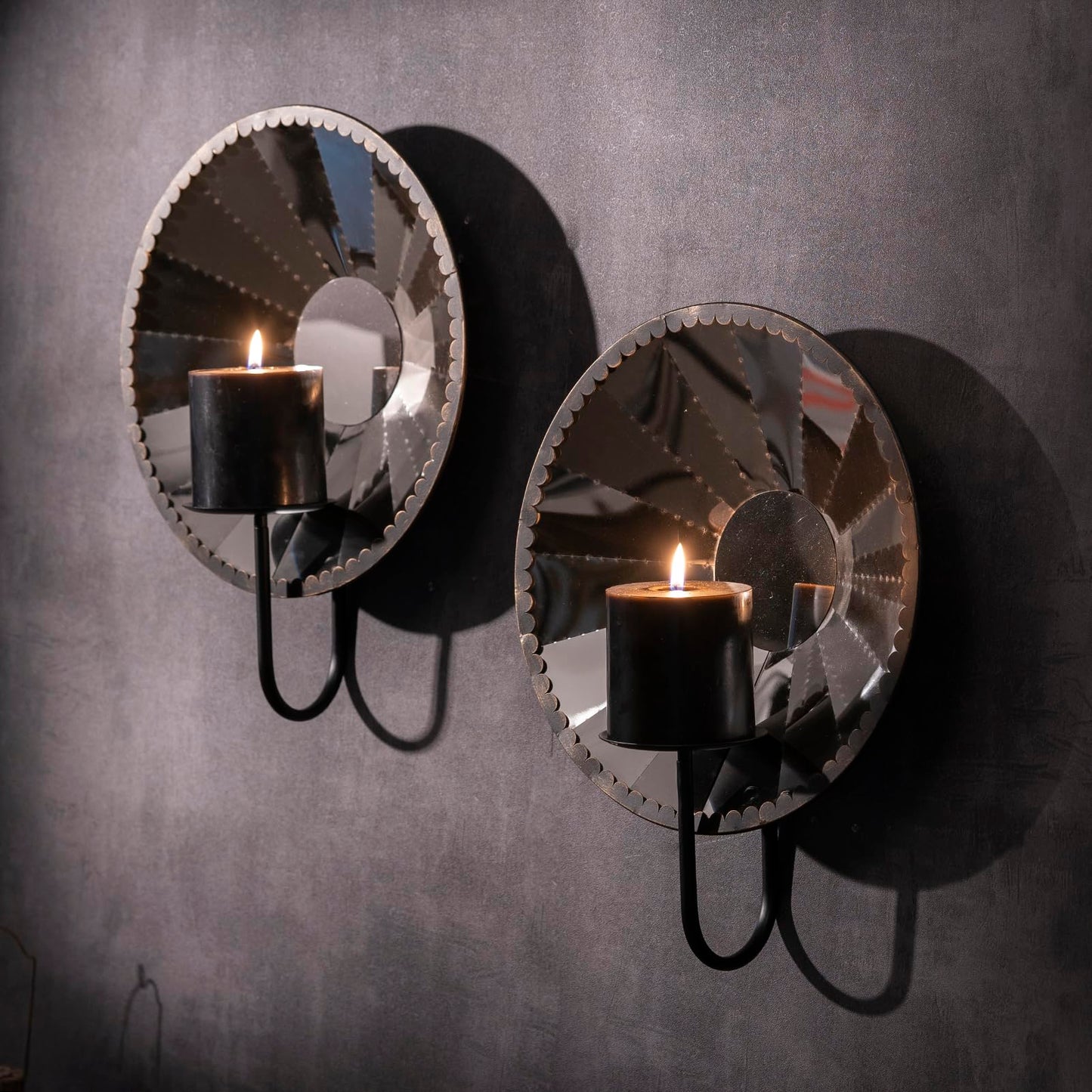 Woparty Candle Sconces,Wall Candle Holder Set of 2, Multi-Angle Light Reflection for Wall Decor Living Room，Dining Room 11.8" H x 10.8" W x 4.9" D