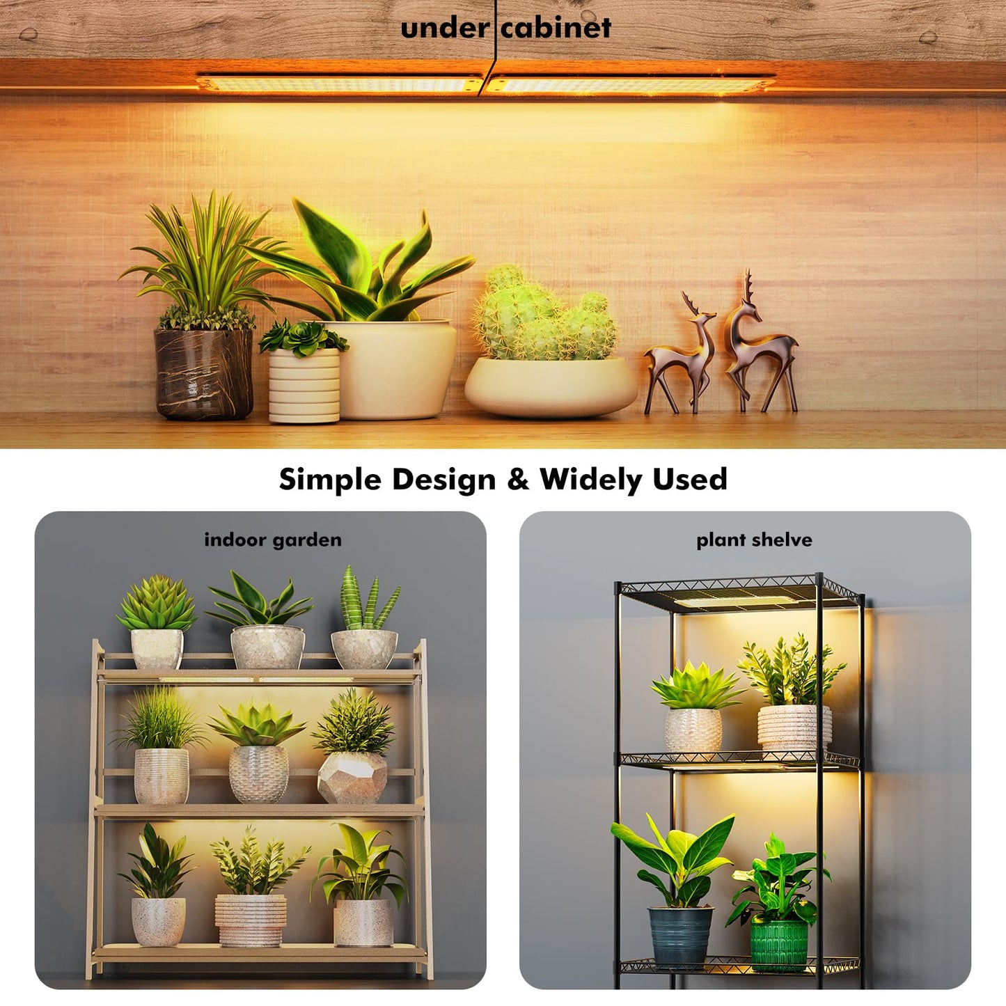 Grow Light, Full Spectrum Grow Lights for Under Cabinet Plant, Grow Lamp with 3/9/12H Auto On/Off Timer for Hydroponics, Seedlings, Succulents, Veg, Flowers, Succulents & More, 2-Pack ﻿