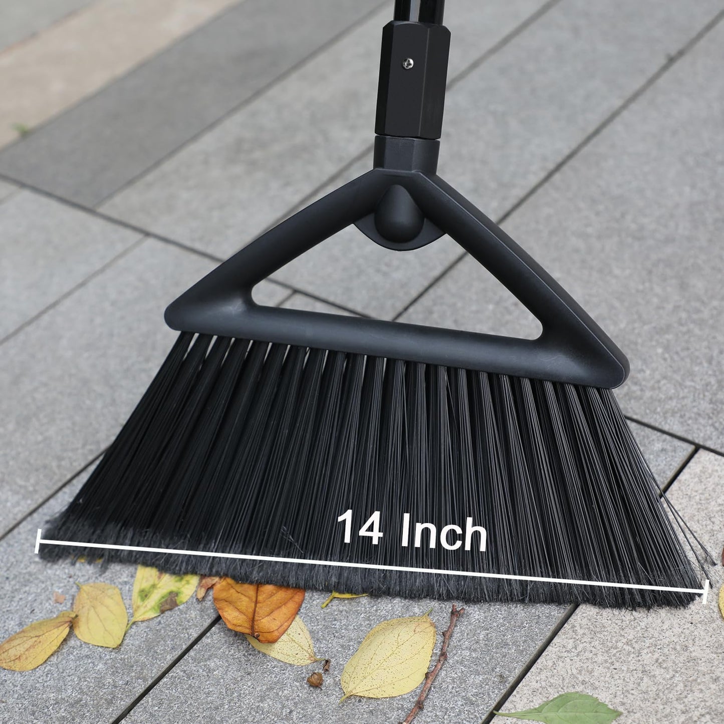 SZJYHQY 4PCS Heavy Duty Broom, Broom for Sweeeping Indoor and Outdoor, Angle Broom with Long Pole, Outdoor Broom for Courtyard/Garages/Slidewalk, Indoor Broom for Kitchen Lobby Canteen Black