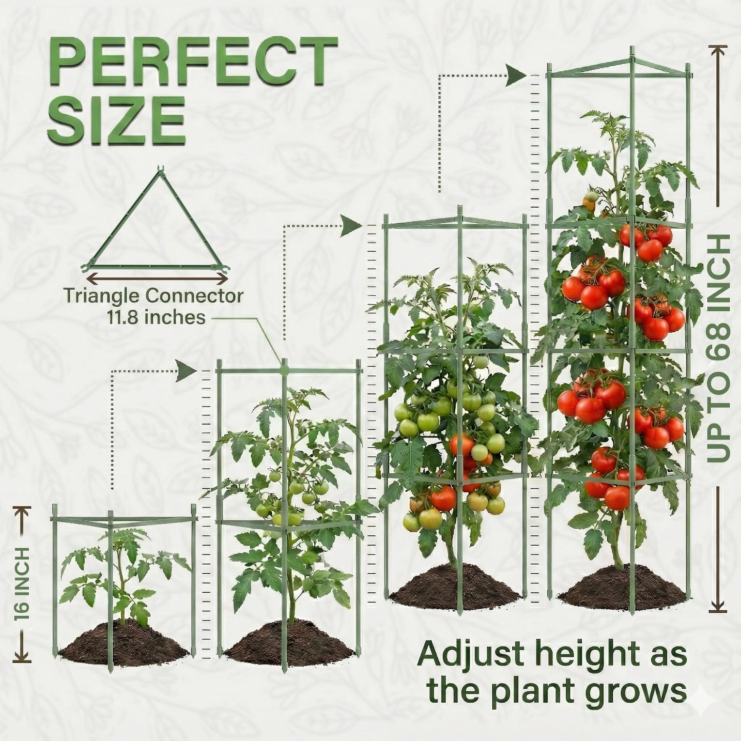 K-Brands Tomato Cage - Tomatoes Plant Stakes Support Cages Trellis for Garden and Pots (3 Pack - Extra Tall Upto 68 inches)