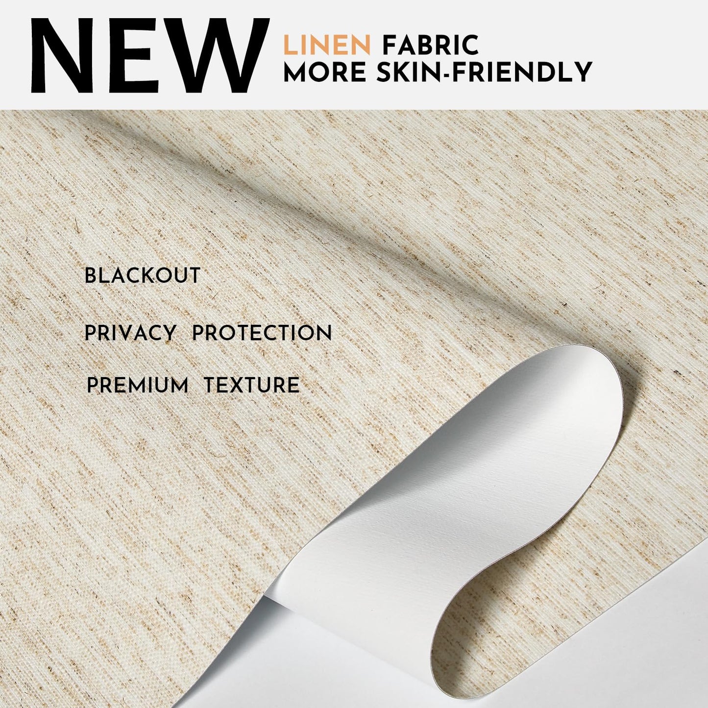 Persilux Blackout Roller Shades for Indoor Window Blinds,Cordless,Linen Fabric,Thermal Insulated Fabric UV Protection Shades for Home,Office,Bedroom,Door,Blackout-Cream,16" W X 64" H