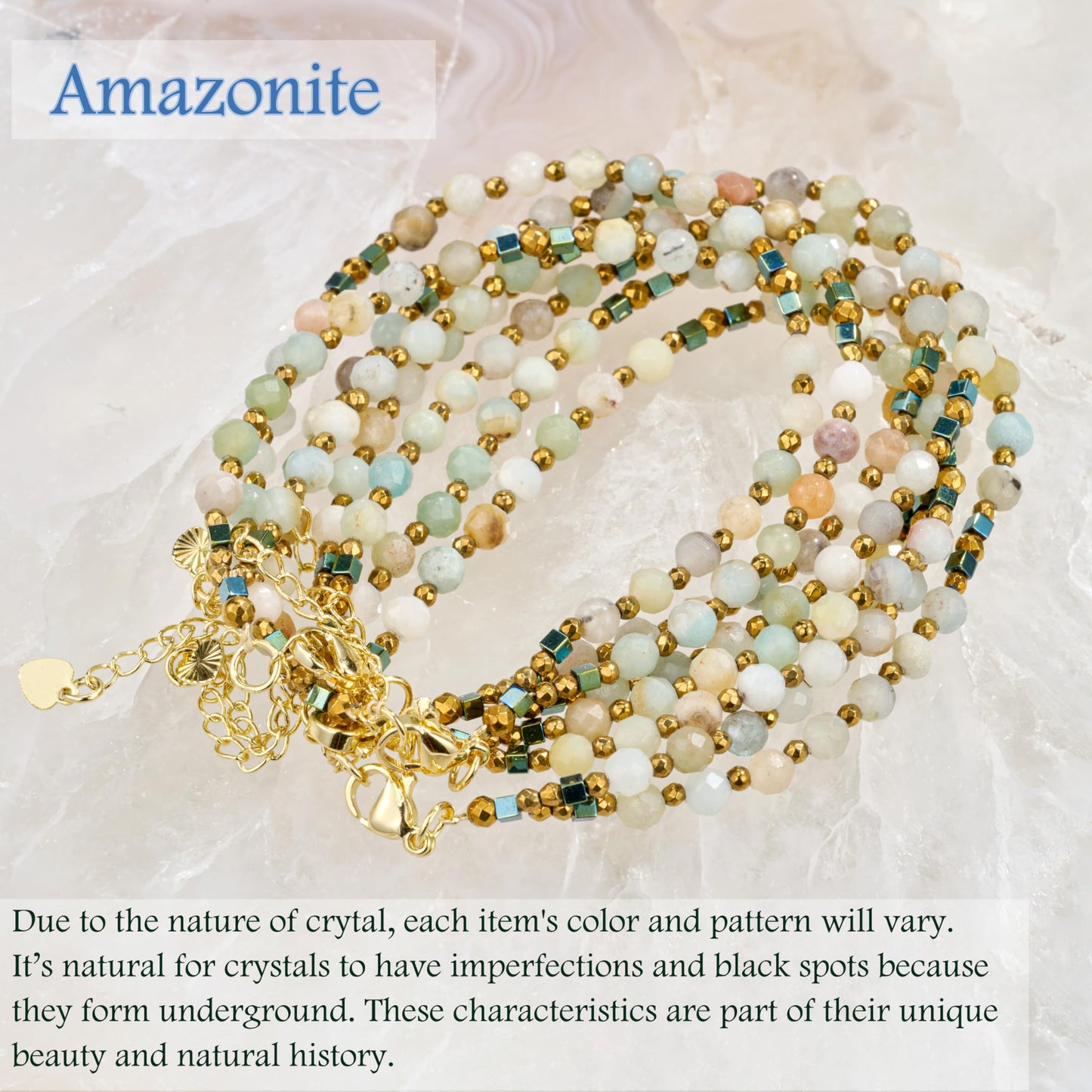 Farfume Amazonite - Confidence - Crystal Beaded Bracelets, Chakra 4mm Natural Stone Beads Bracelets, Gemstone Spiritual Jewelry Gifts for Mother's Day