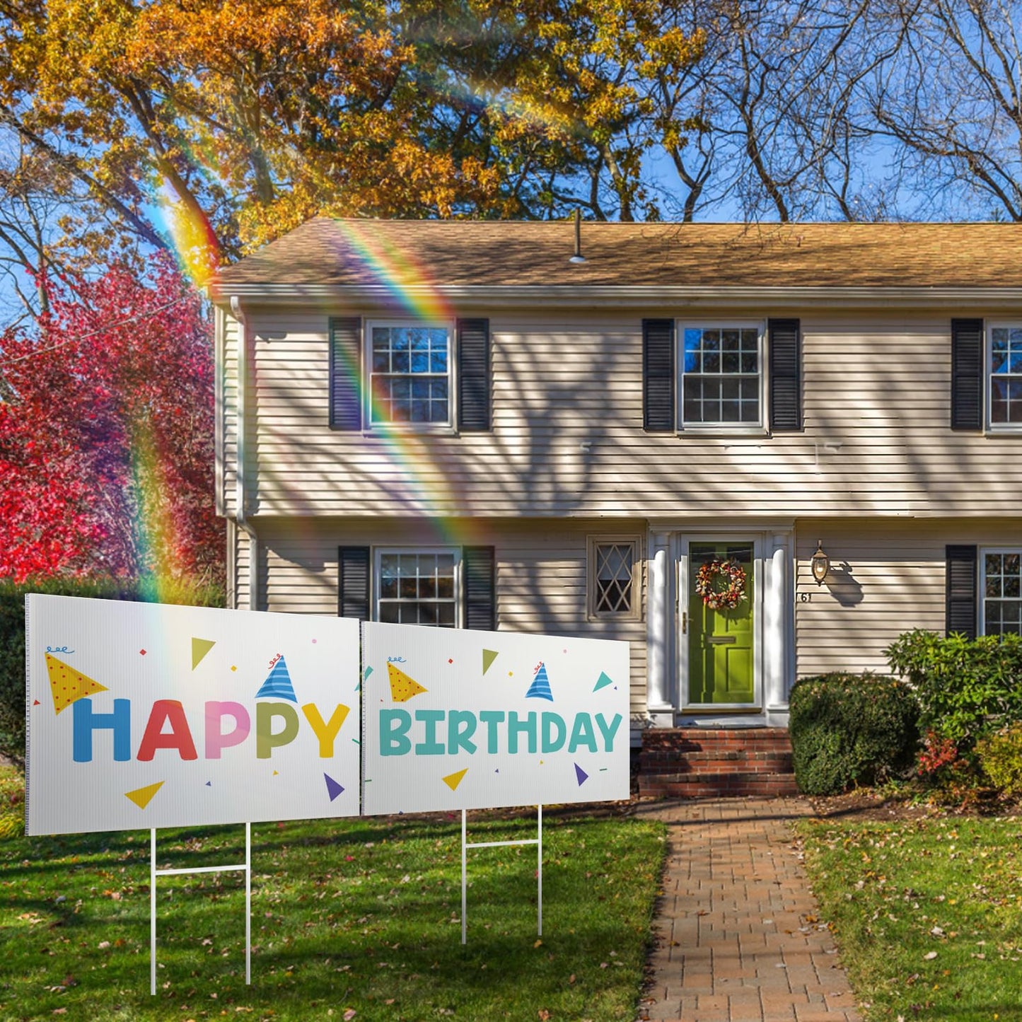 4 Pack Blank Yard Signs 17 x 12 in with Metal Stakes, White Plastic Yard Lawn Sign for Birthday Decoration,Garage Sale,Guidepost, Open House, Rent