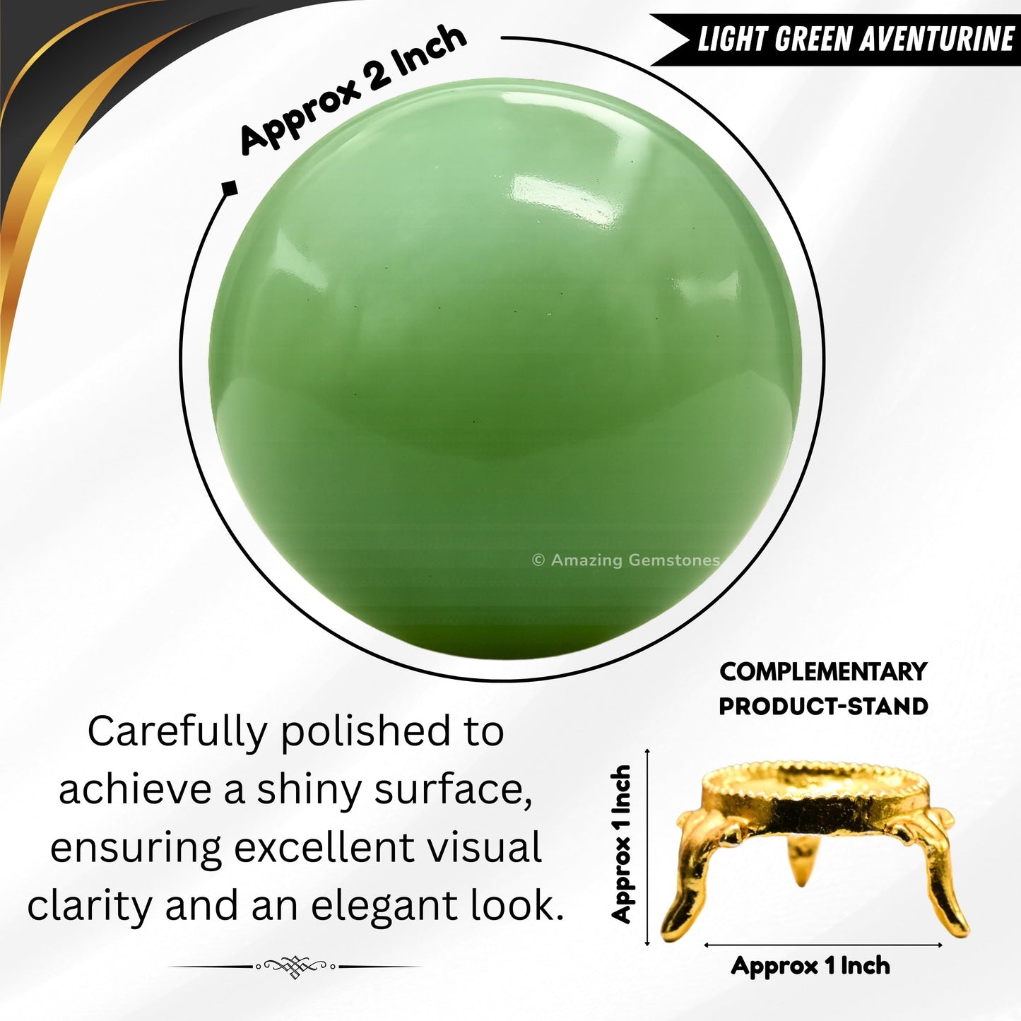 Amazing Gemstone Green Aventurine Crystal Ball with Stand - 2 Inches Crystal Sphere Meditation Balls for Witchcraft and Decorative Balls