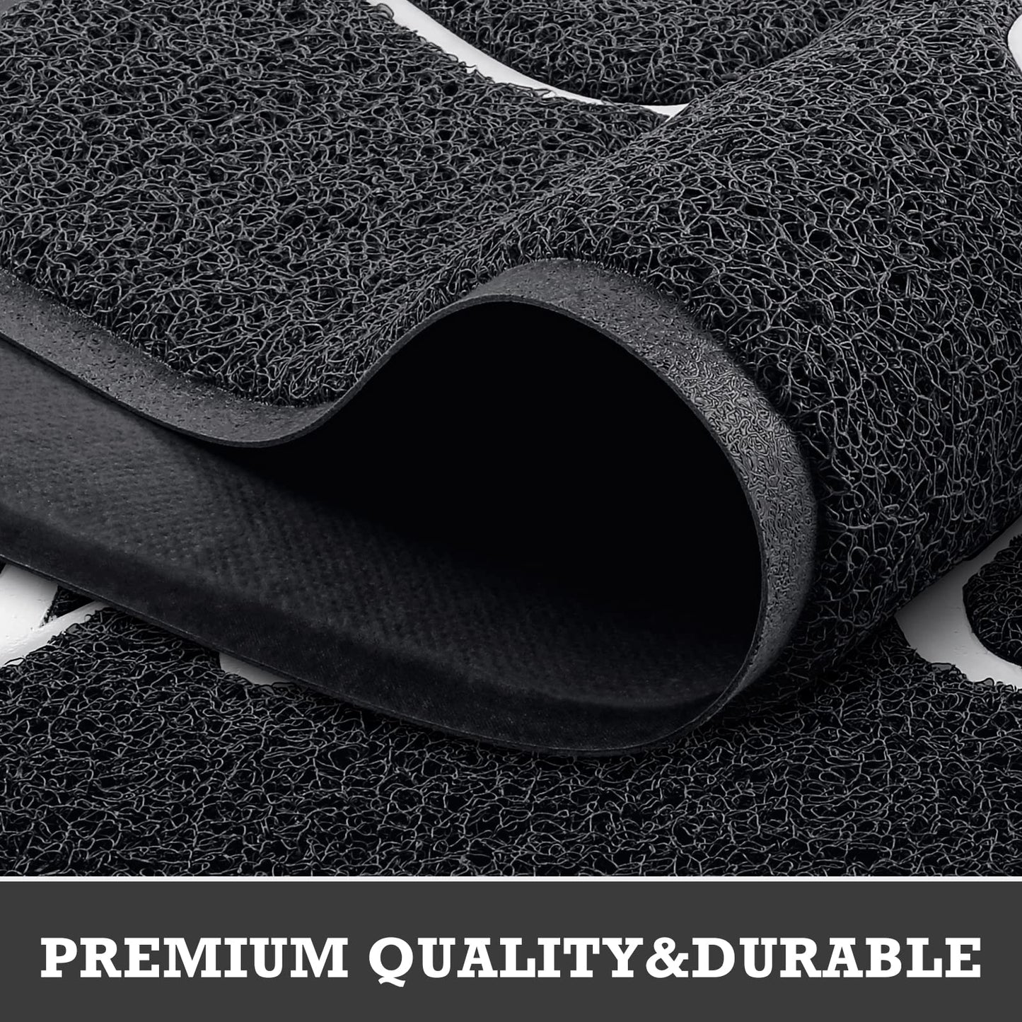 CozyBounty Black Door Mat Welcome Mats Outdoor Indoor Non-Slip Doormat for Entryway Low-Profile Floor Mat for Yard, Garage, High Traffic Areas (36"x24", Black)
