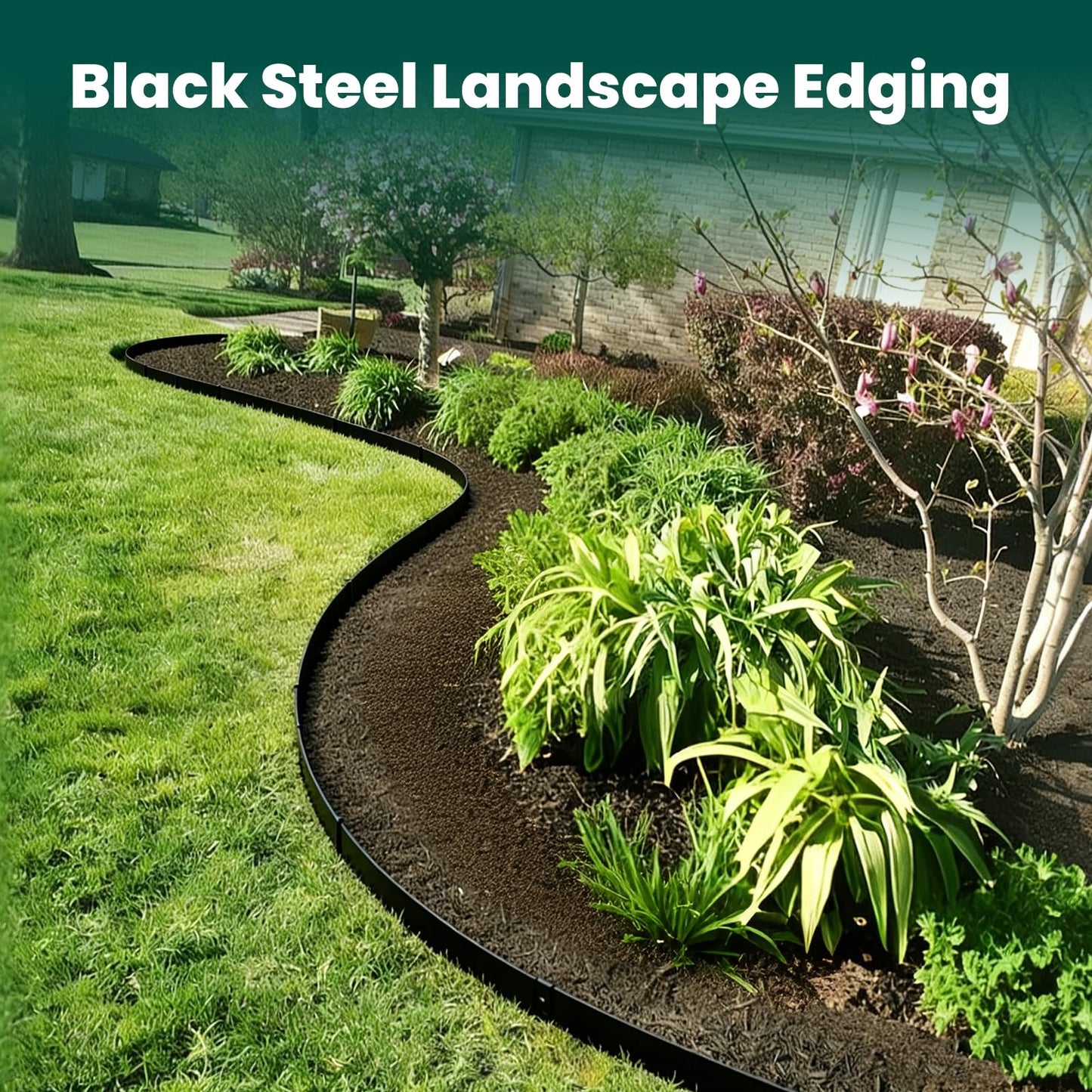 Galvanized Steel Landscape Edging Metal Landscape Edging Black Steel Landscaping Metal Garden Edging Border 6 Inch Depth 40 Inch Strips 6pcs for Lawn Yard 20 Feet Total (with 6 Clips)