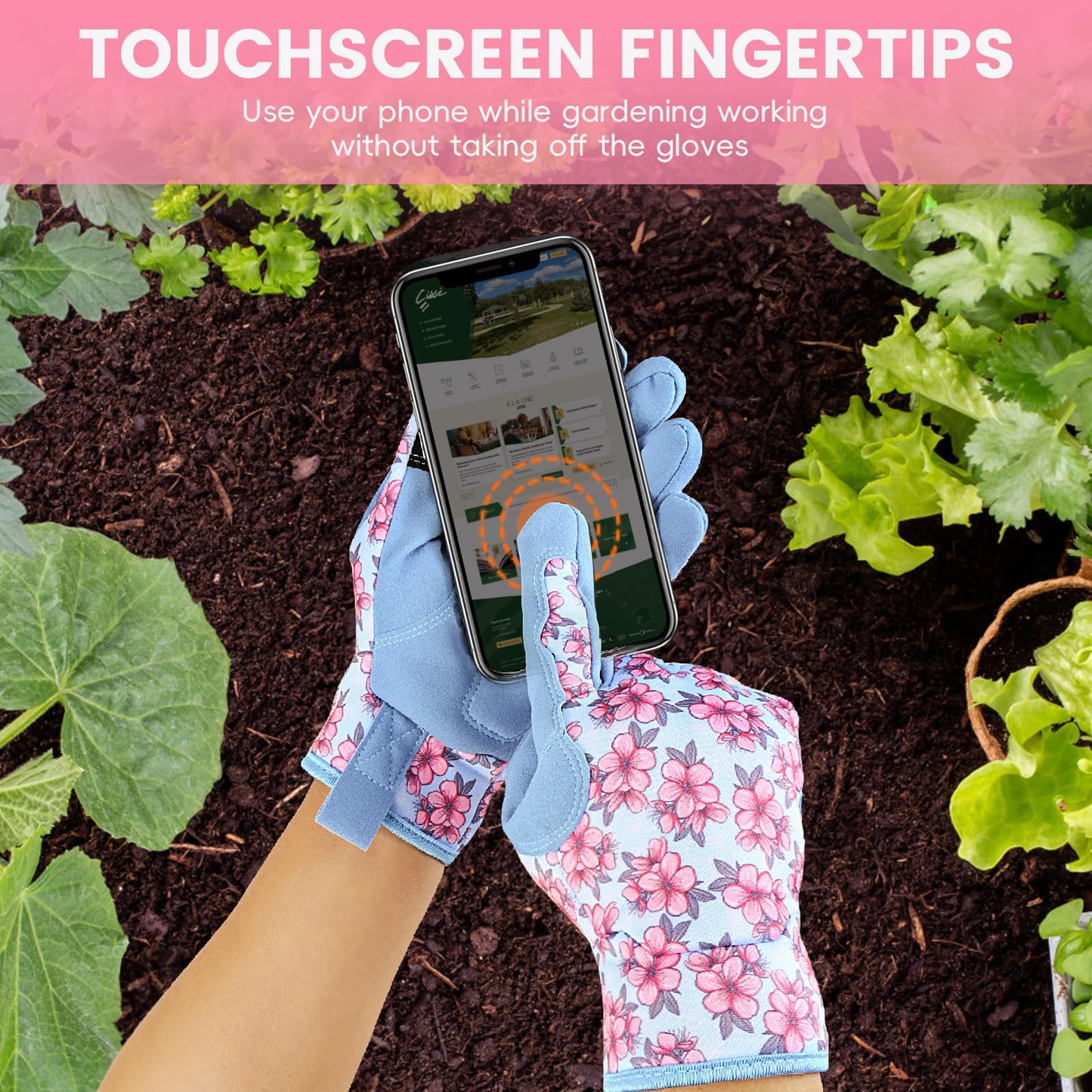 PLAYWO Gardening Gloves for Women Cute Garden Gloves Breathable Women's Work Gloves for Pruning Weeding Planting potting Gardening Gifts, Medium