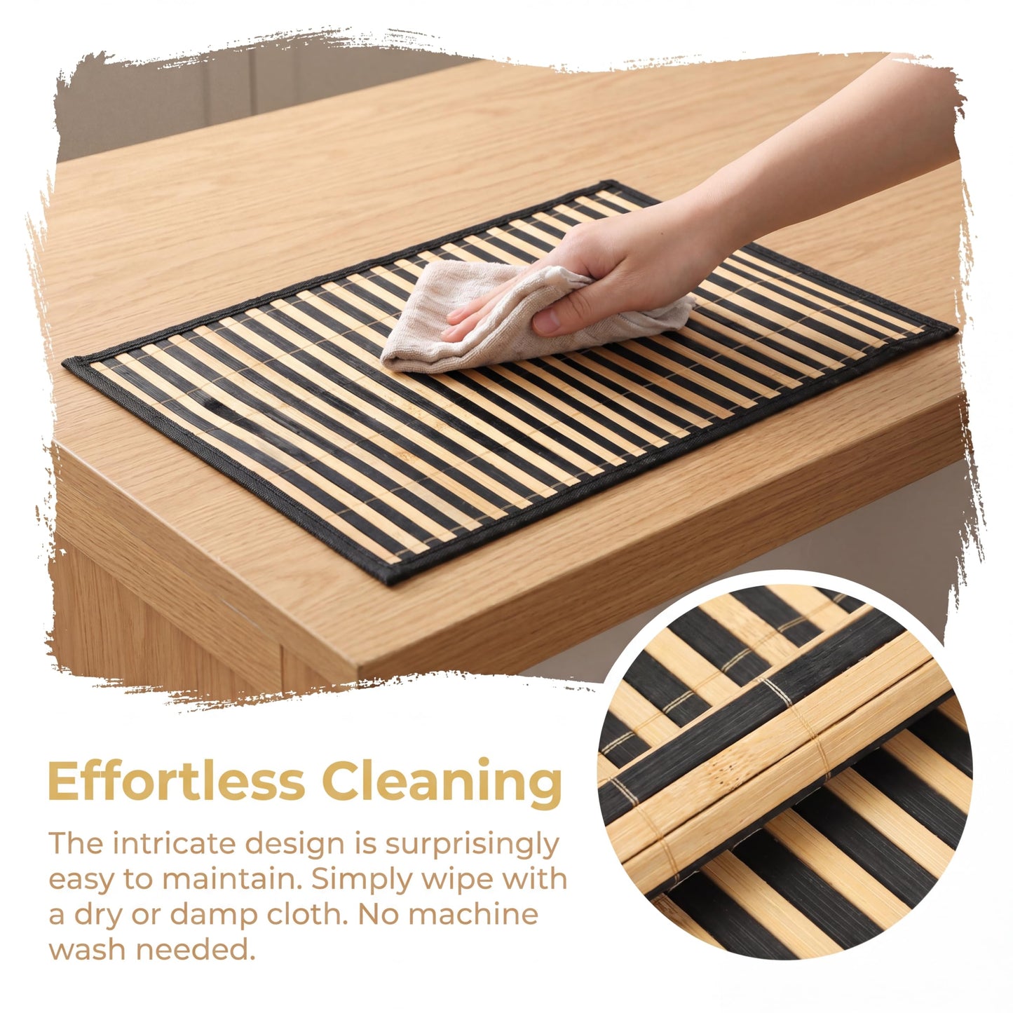 YIMITEE 8 Pack Bamboo Placemats, 18 x 12 Inch Anti-Slip Table Mats, Rustic Japanese Style Heat-Resistant Dining Place Mats for Dining Room Kitchen Wedding Restaurant Party