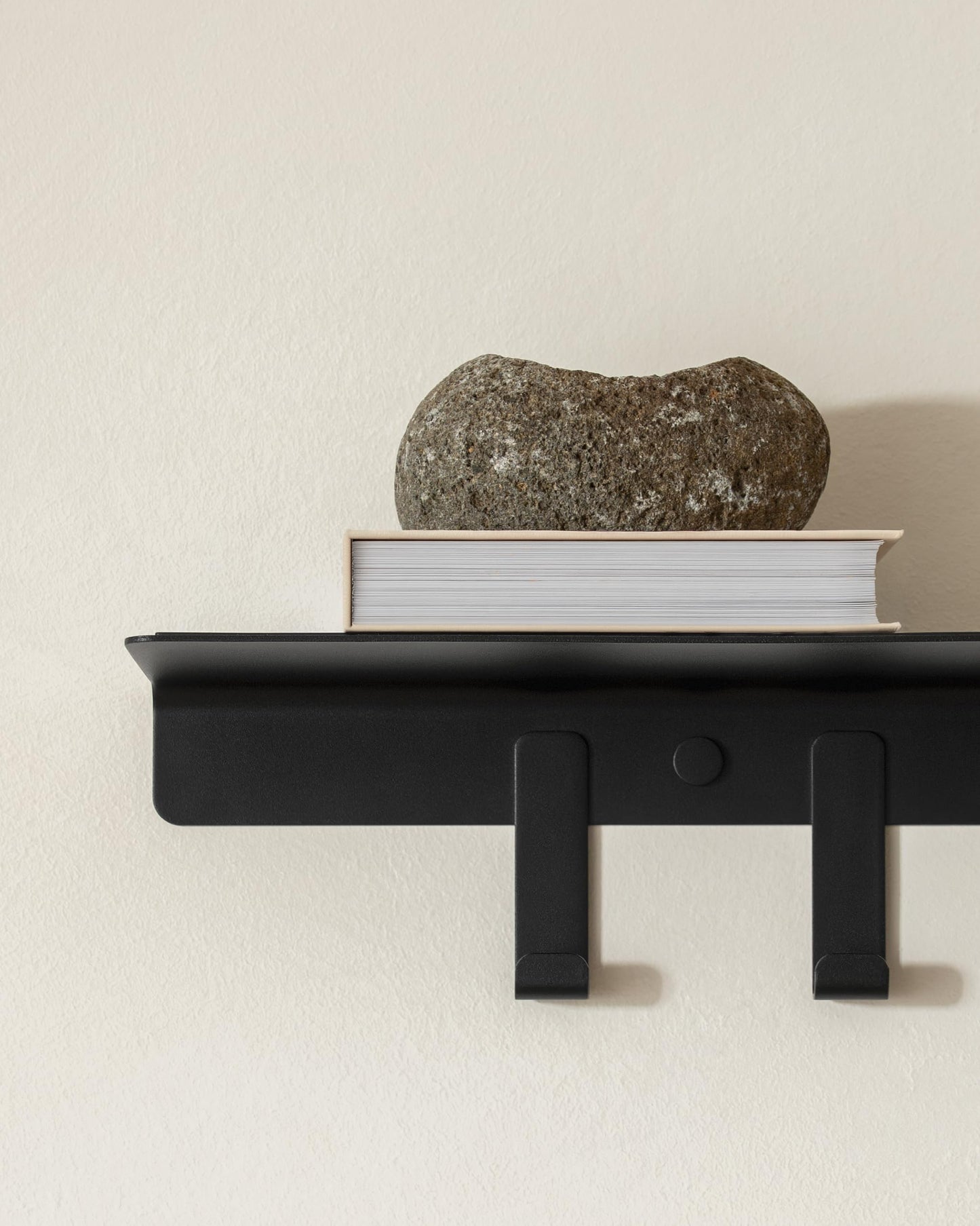 Kazai. Coat Rack Wall Mount with Shelf 'Holmsen' | Coat Rack with Shelf for Storage and Display | Wall Hooks for Hanging Clothes and Purses | Modern Entryway Hangers in Metal | Black