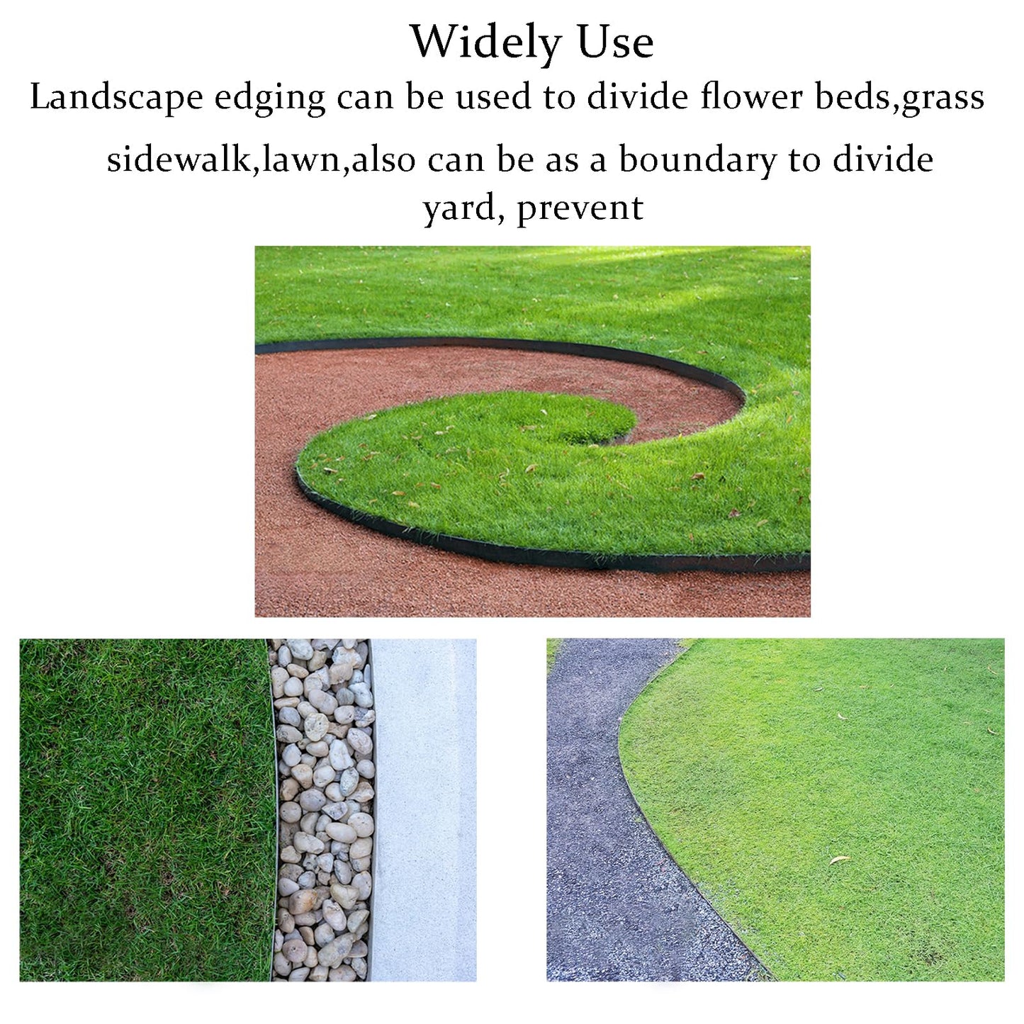 Landscape Edging 33FT, 4IN Tall Garden Edging Border with 50pcs Spikes, Plastic Lawn Edging Kit, Tool-Free Flexible Borders Edging for Garden Flower Beds Tree Surrounds Yard Pathway, Black