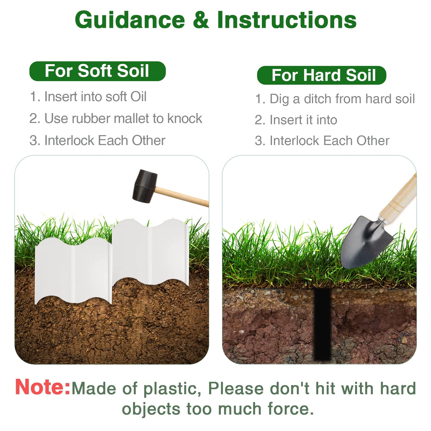20 Pcs Garden Edging Borders, 10.5ft Plastic Landscape Borders, 5.3 in Tall Interlocking Decorative Gardens Fences Edging, Flexible Lawn Edging Flower Bed Border, for DIY Patio Walkway Yard (White)