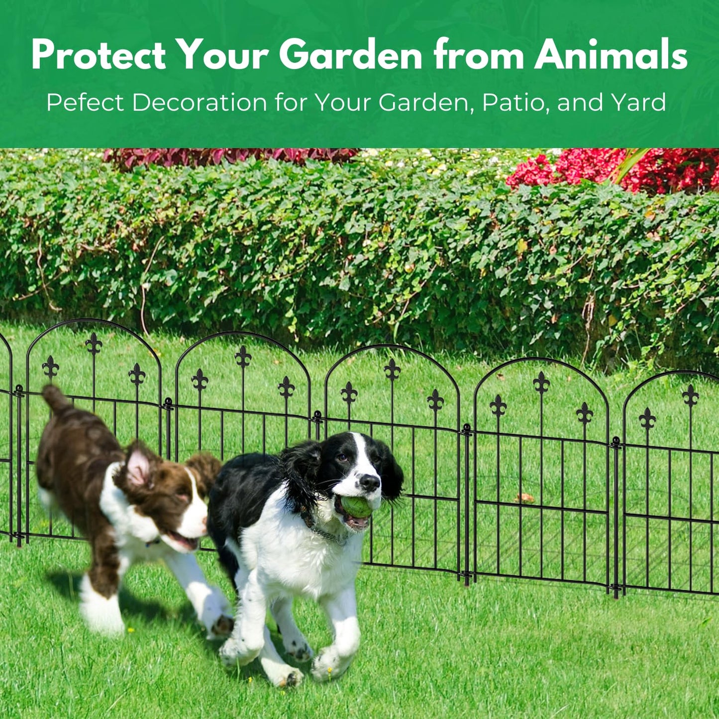 BEMTTALY Decorative Garden Fence Border 19 Pack 22in(H) x 20ft(L), Black Rustproof Metal Garden Fencing Animal Barrier for Dogs