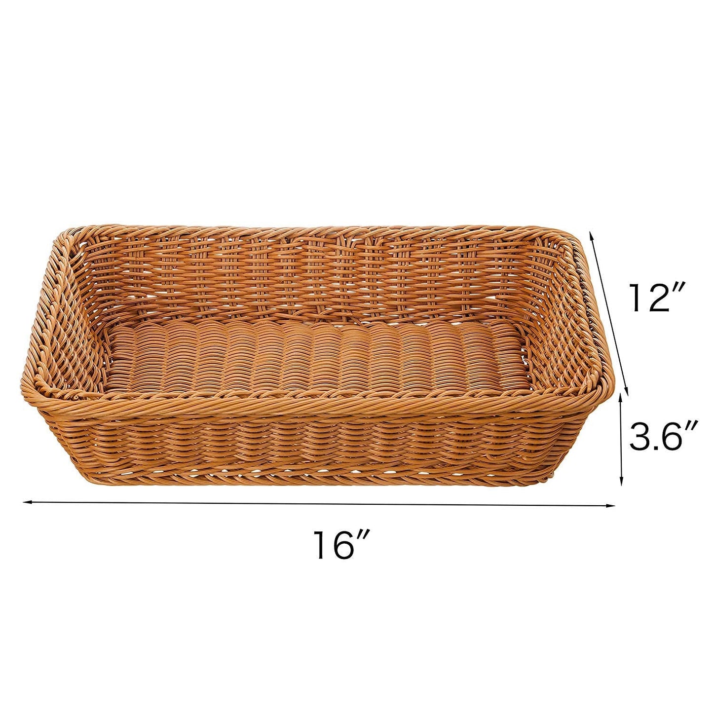 Teng Lang 15.8" Fruit Baskets Wicker Bread Basket, Woven Tabletop Food Fruit Vegetables Serving, Restaurant Serving Basket,Brown(2 PACKS)