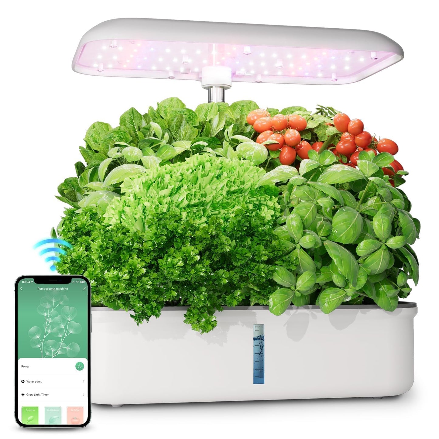 SPECILITE Hydroponics Growing System Kit, 14 Pods Smart Indoor Herb Garden with Grow Light, WiFi & App Control, Quiet Pump, 5L Water Tank, Automatic Timer Planter for Gardening Gifts, White