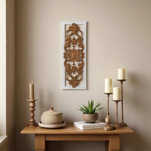 Sintosin Vintage Wooden Wall Art Decor 30 Inch, Hanging Handmade Distressed Finish Carved Wood Rustic Wall Docor Living Room, Decorative Long Wall Pediment for Home Decor Entryway Bedroom