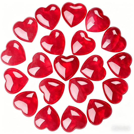 QINJIEJIE 20 PCS Glass Red Heart Crystal Healing Crystals Cute Stones Pocket Healing Palm Love Bulk Set Wholesale Reiki Energy Balancing Meditation Mother's Day Gifts for Women