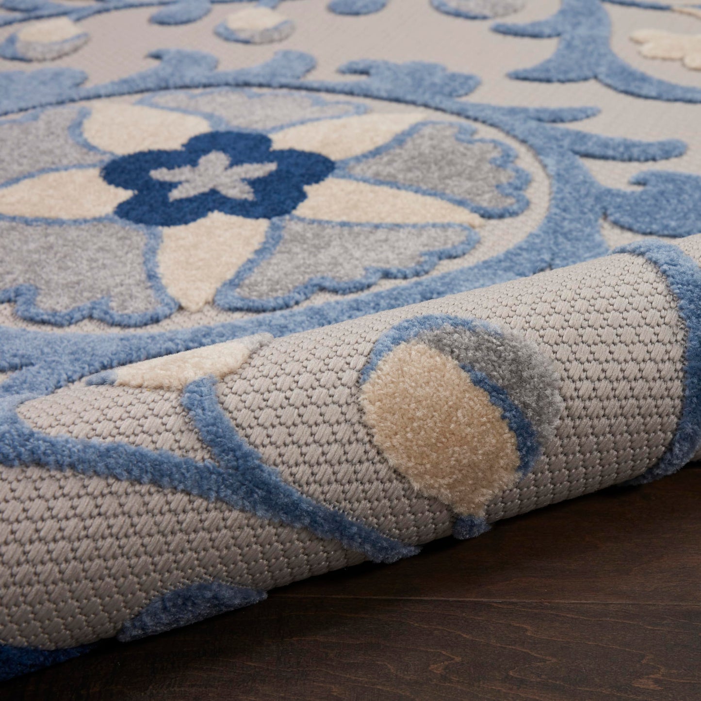 Nourison Home Aloha Blue Grey 7' x 10' Area Rug - Easy Clean, Non Shedding, Bed Room, Living Room, Dining Room, Kitchen (7' x 10')