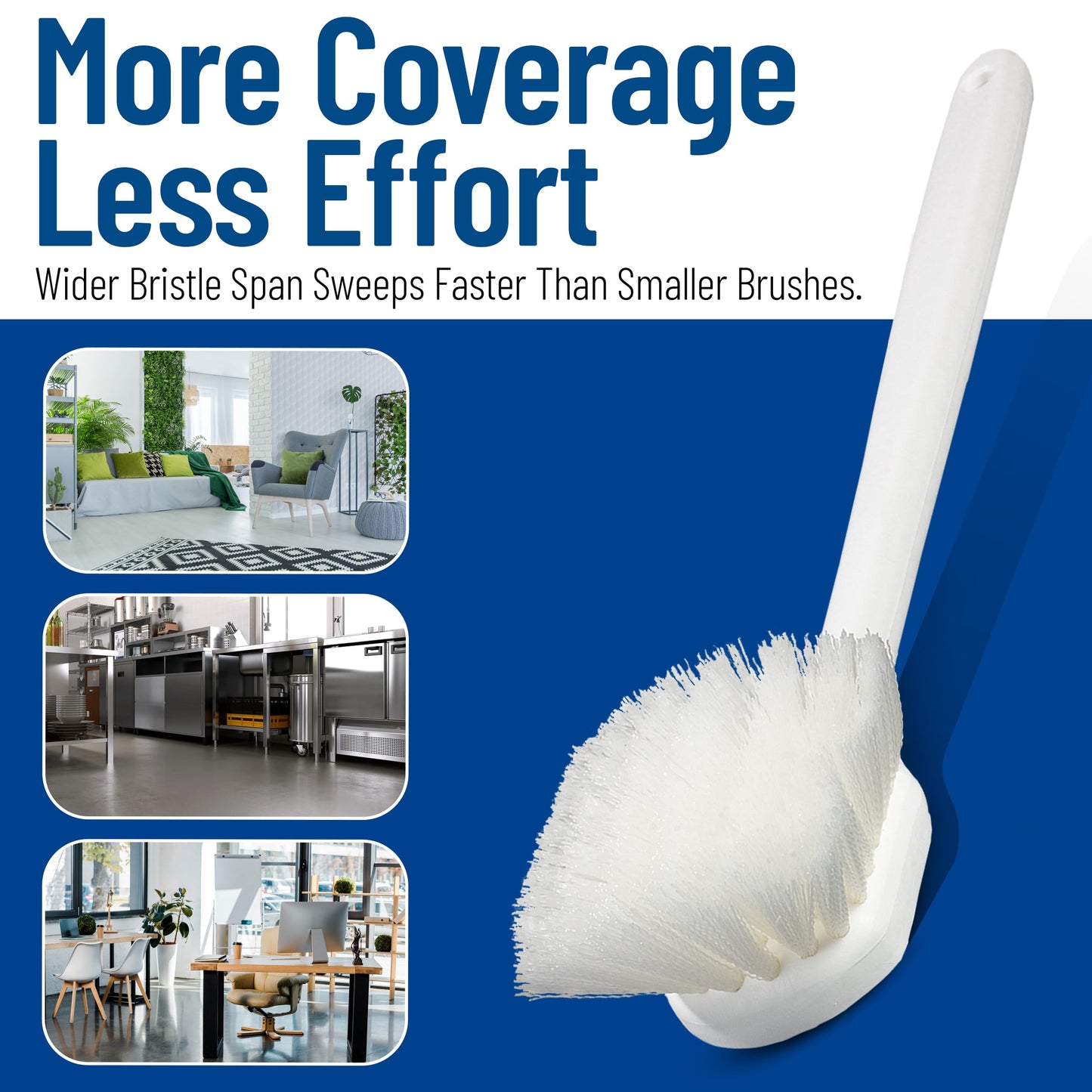 CFS 36620L00 Flo-Pac Plastic Handle Utility Scrub Brush, Nylon Bristles, 20" Length, 2" Bristle Trim, White, 1 Count