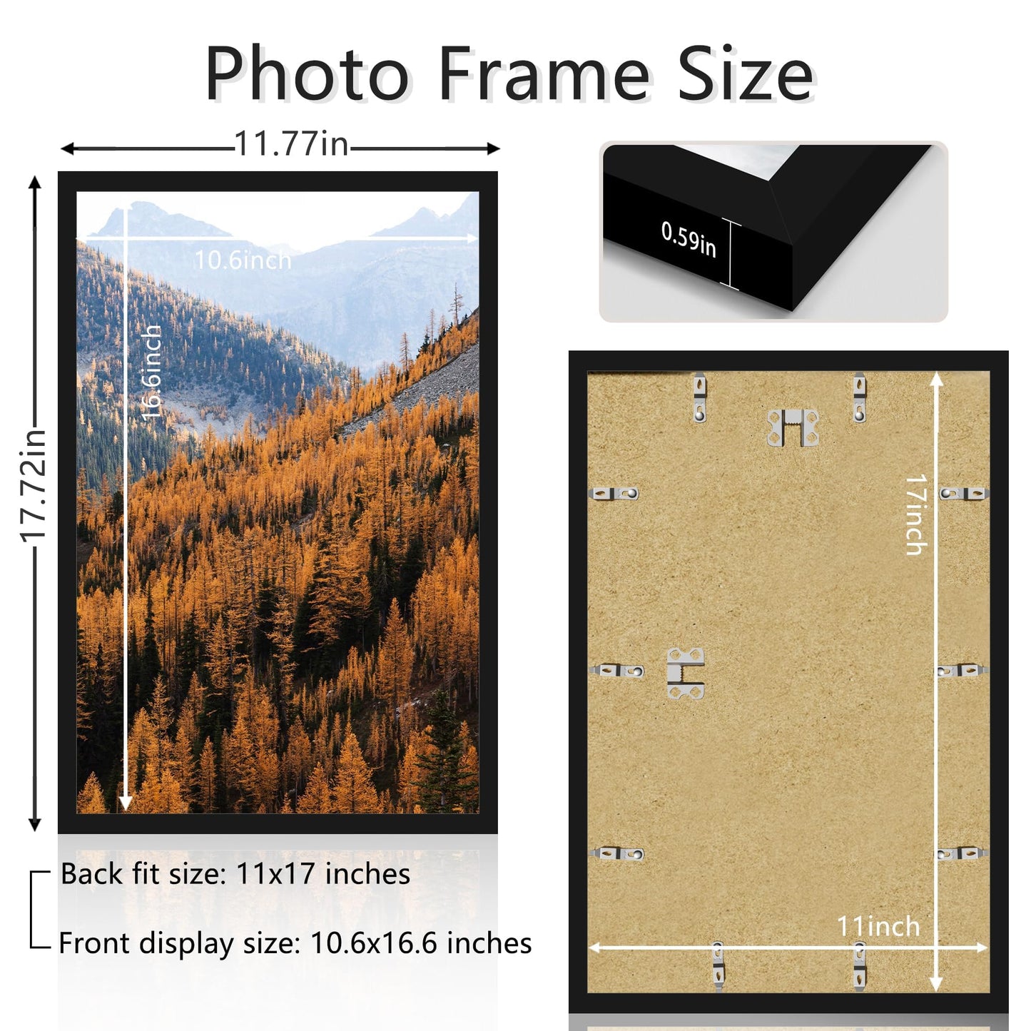 Picrit 11x17 Picture Frame, Photo Frame for Wall Mounting Display, Black