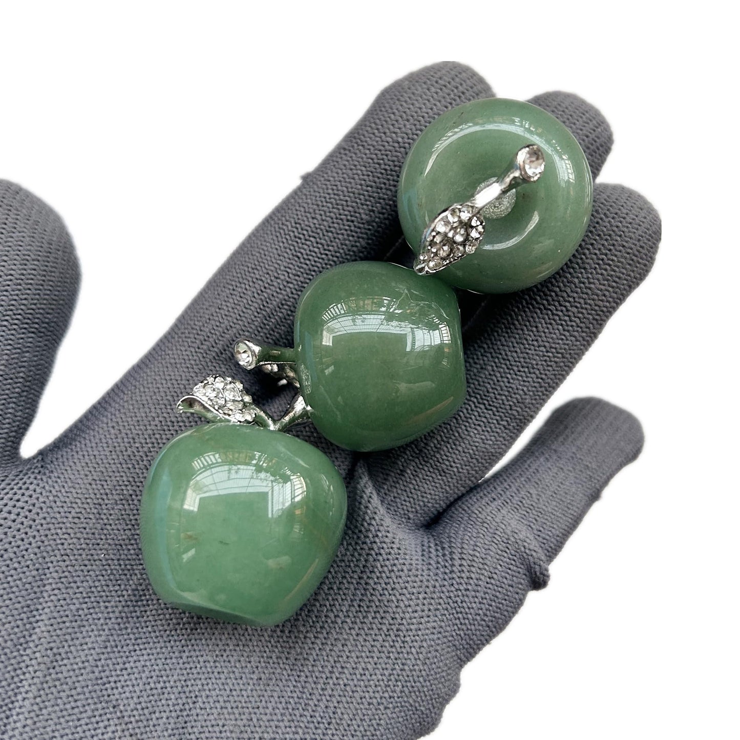 Sunshcat Natural Green Aventurine 1.18 Inchs Apple Crystal and Healing Stone Statues,Room Decoration Christmas Decorations Thanksgiving Gifts Office Gifts Collectibles