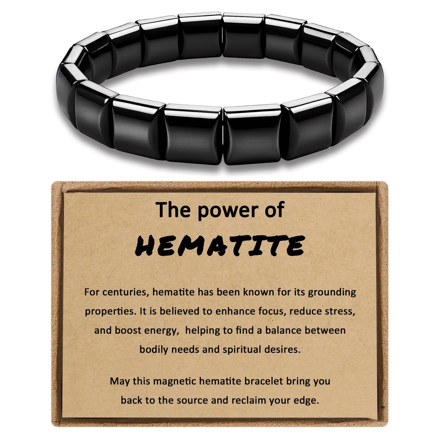 Trinckle Hematite Bracelet for Women Men, Easer Gifts Natural Hematites Stone Bracelet, 7 Inch Magnetic Hematite Bead Inspirational Jewelry Pulseras Para Hombres Reclaim Your Energy Confidence