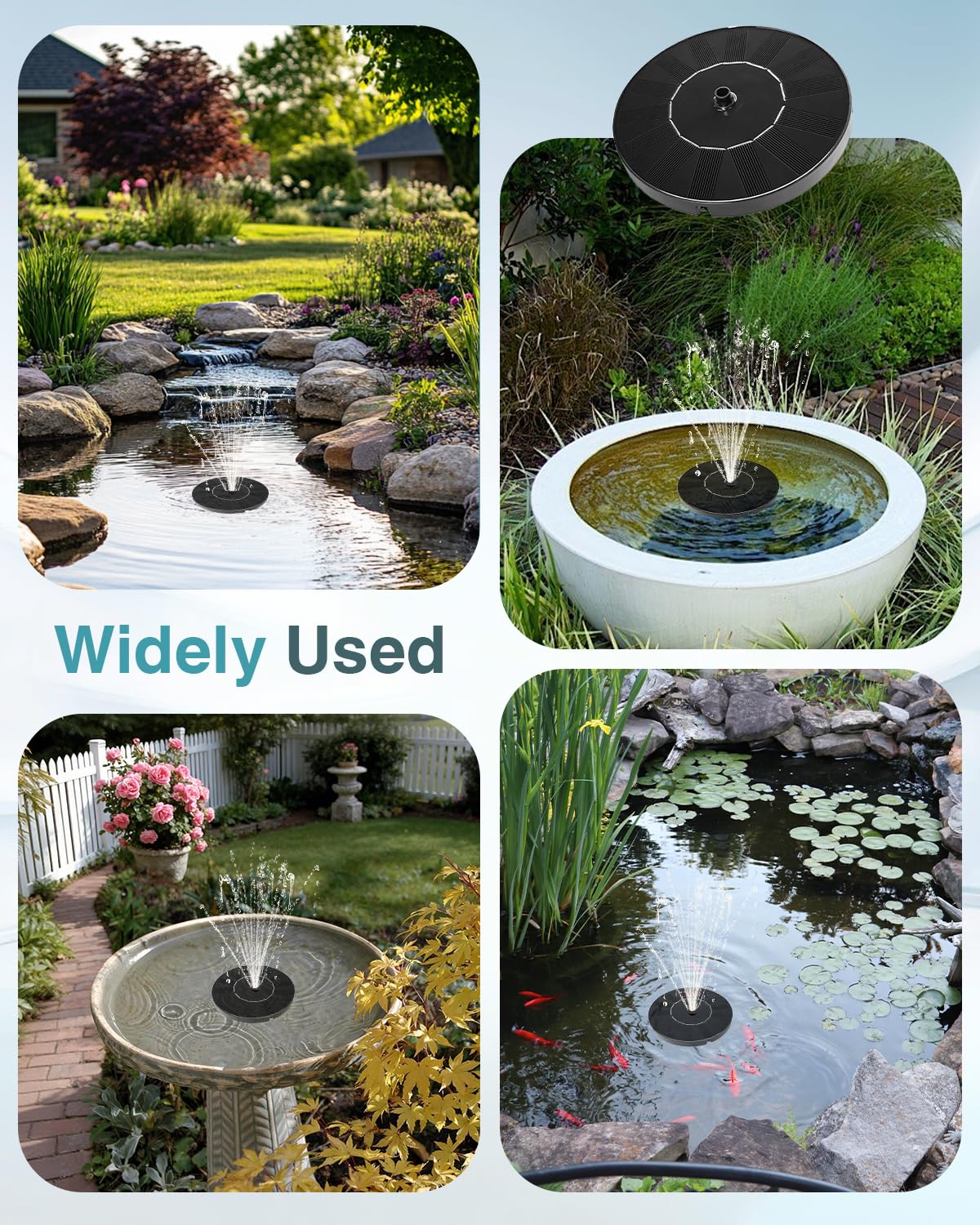 Solar Water Fountain for Bird Bath, 2026 Upgraded Solar Powered Fountain Pump with 6 Nozzle for Outdoor Garden, Pond, Pool, Birdbath