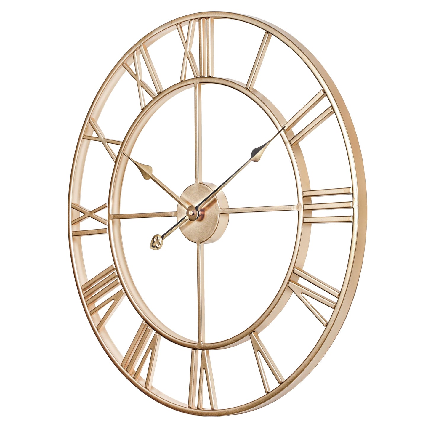 CLXEAST Champagne Gold Metal Wall Clock, Large Roman Numeral 24 Inch Wall Clocks for Living Room Decor,House Warming Gifts New Home