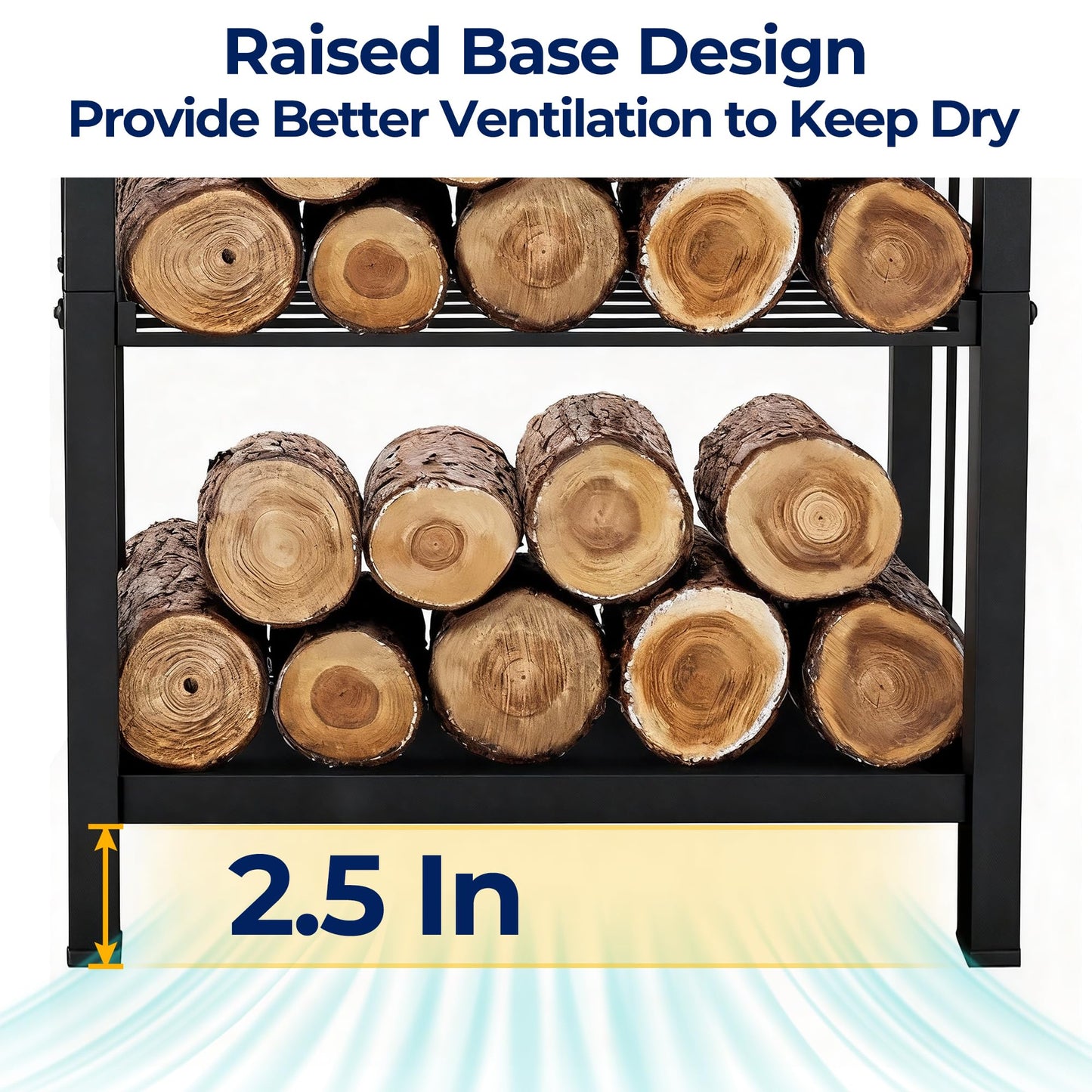 AMAGABELI GARDEN & HOME Firewood Rack Indoor with Tools 5-Piece Fireplace Tools Set Wood Holder Outdoor Wrought Iron Log Holder Firewood Storage Rack for Fireplace,Fire Pit,Wood Stove Black