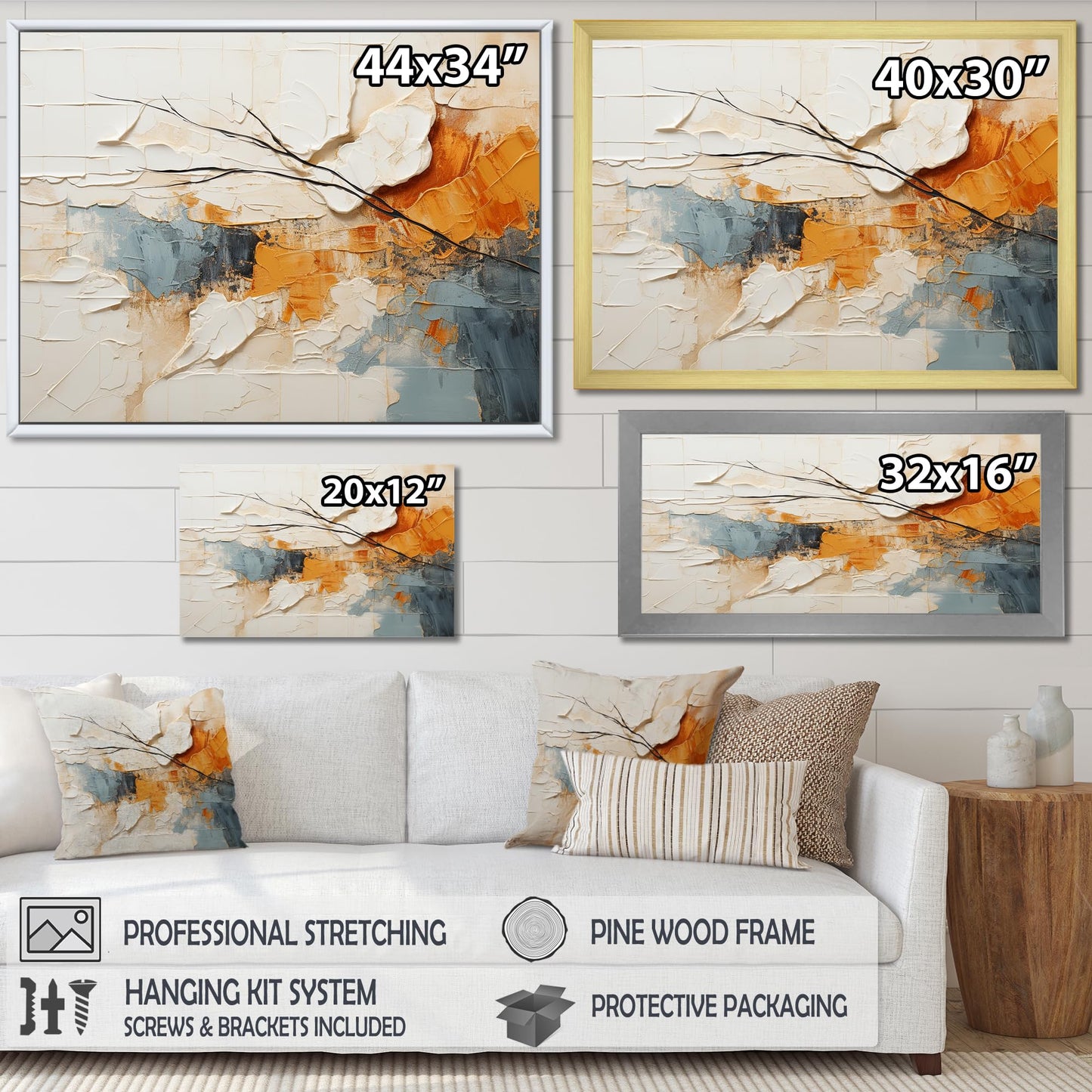 DesignQ Modern Scandinavian Wall Art, Serene Art Of Modern Scandinavian In Minimalism, Beige Canvas wall art, 44x34 inches