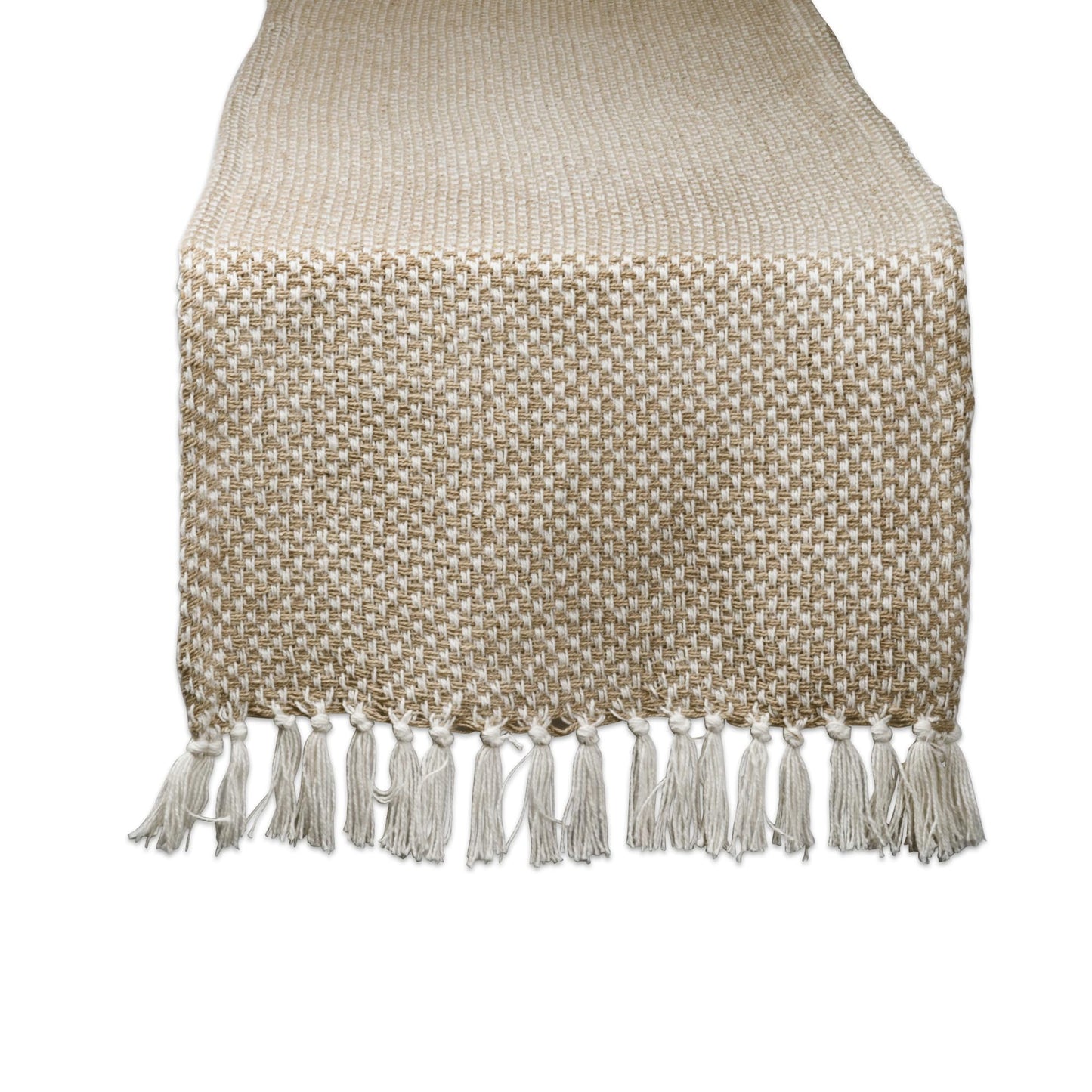 DII Woven Basics Collection 100% Cotton Knit Table Runner, 15x72, Stone