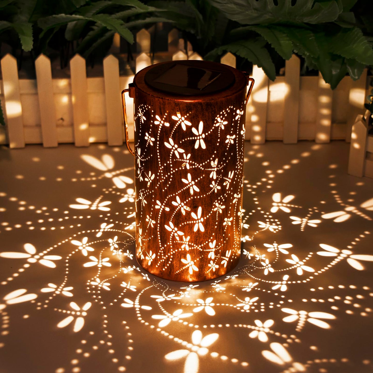 DIBIEECN Mothers Day Gifts for Mom, Birthday Gifts Grandma Ladies Solar Lanterns Outdoor Hanging Hollowed-Out Metal Waterproof LED Garden Decor Outside for Patio Yard Porch, Dragonfly, 1 Pack