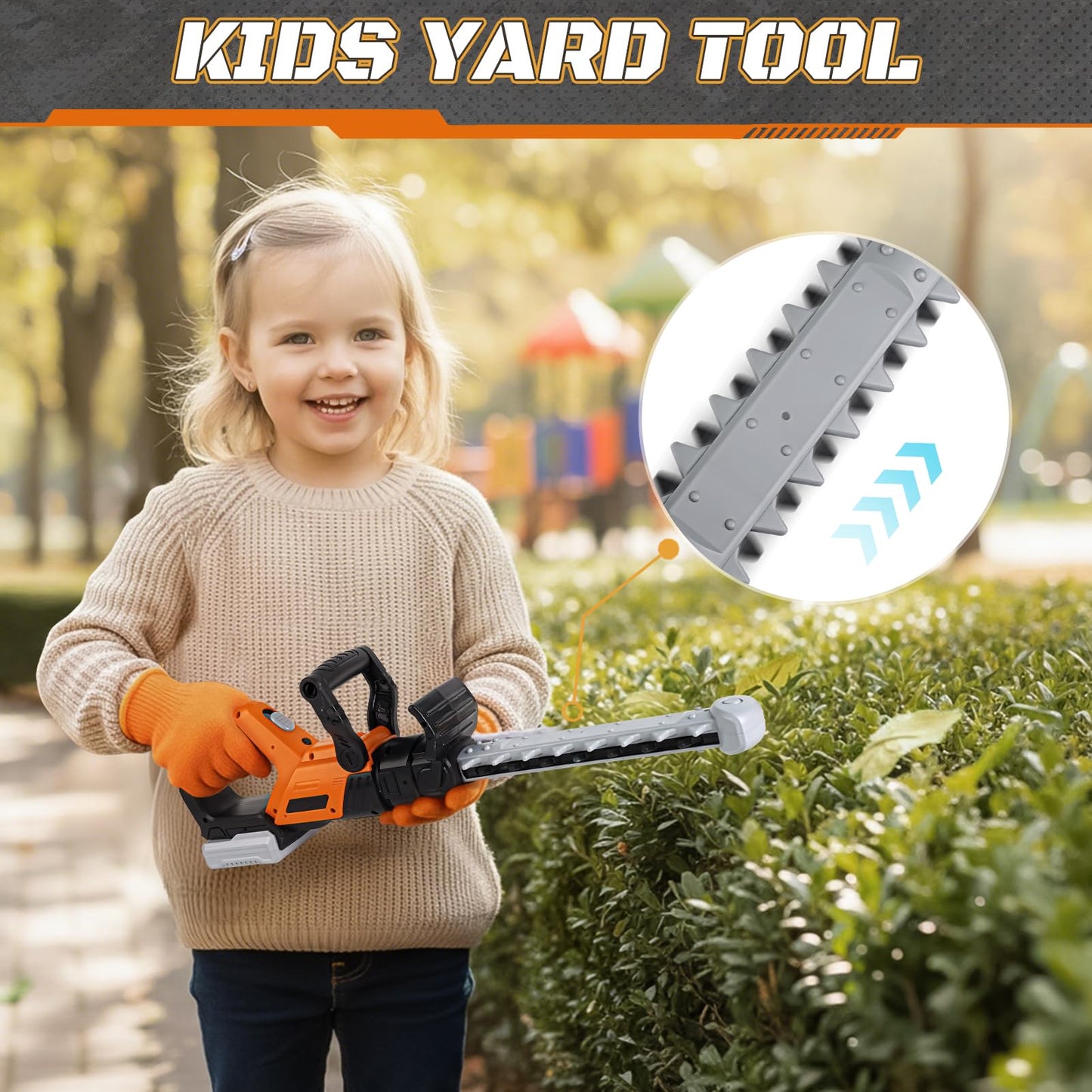 3-in-1 Kids Yard Tools - Kids Weed Wacker Toy, Kids Leaf Blower & Chainsaw, Kids Garden Tools with Safety Equipment, Realistic Lights & Sounds, Pretend Play Outdoor & Indoor Toys