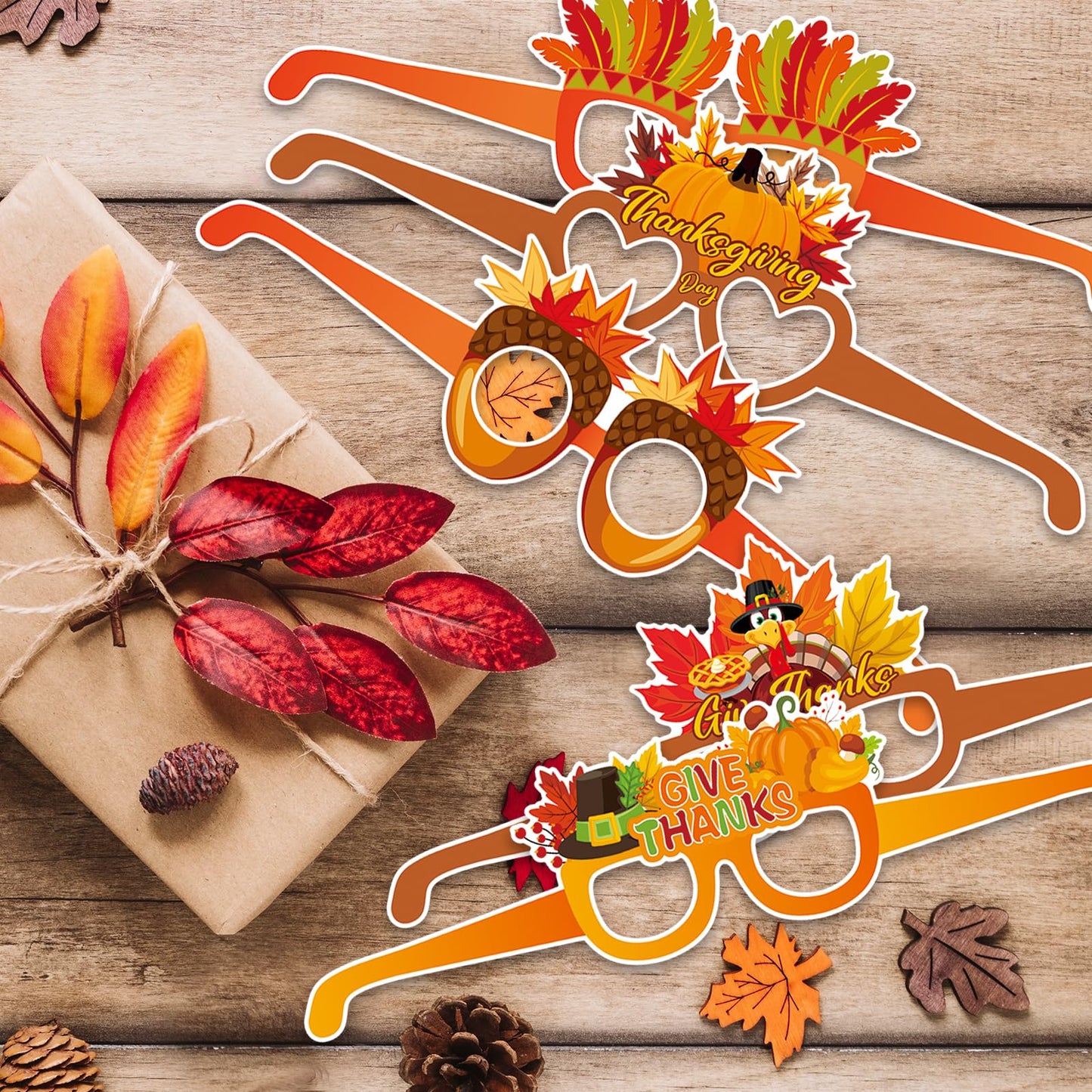 Jremreo 12 Pieces Thanksgiving Paper Glasses, Festival Fall Eyewear with Turkey and Autumn Designs for Holiday Photo Booth Props, Party Favors, and Thanksgiving Day Celebrations for Adults and Kids