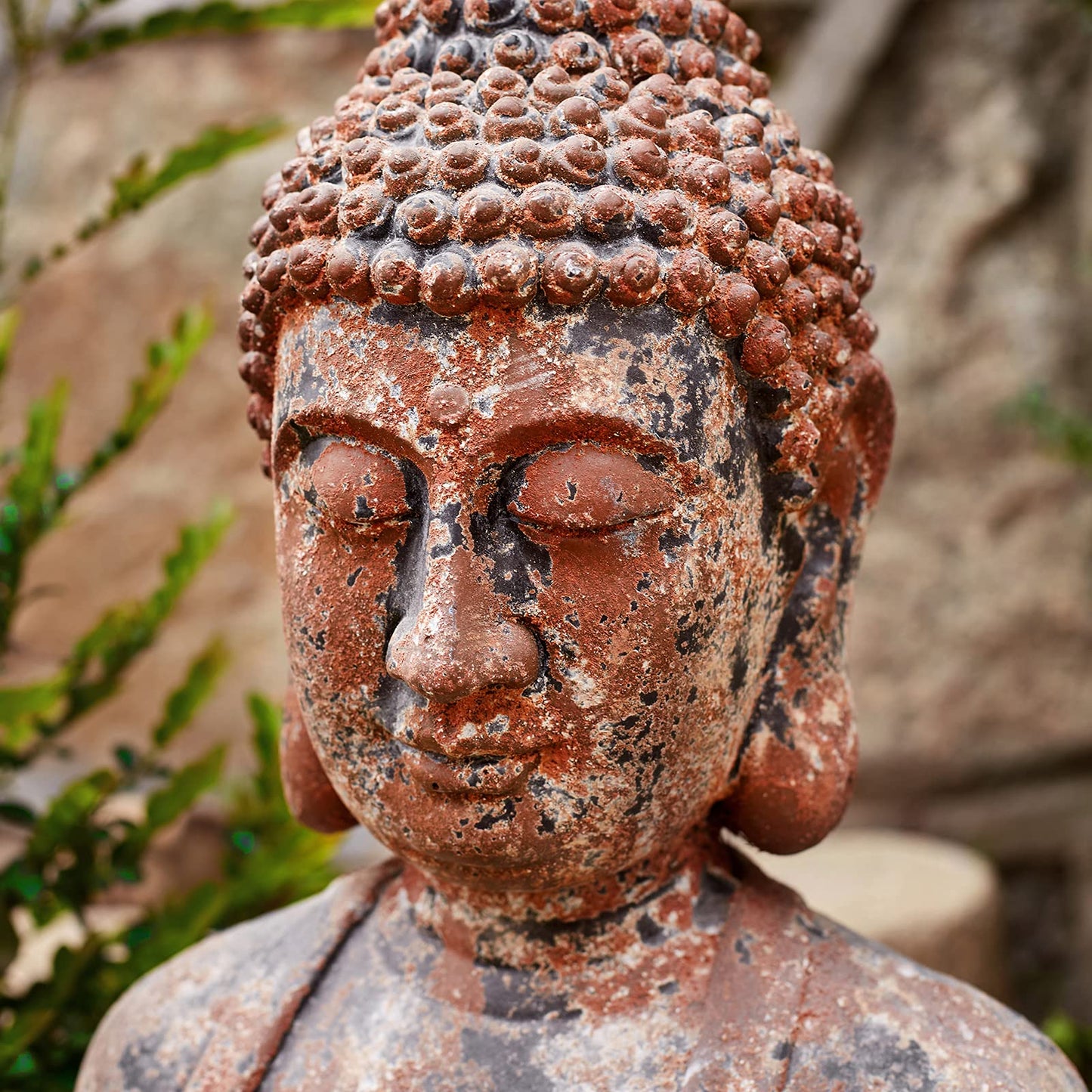 Buddha Statue for Home, Meditating Buddha Bust Statues, Rustic Spiritual Buddha Head Statue, Naturel Antique Bronze Rust Finish, 16.2" H Magnesia (Magnesia)