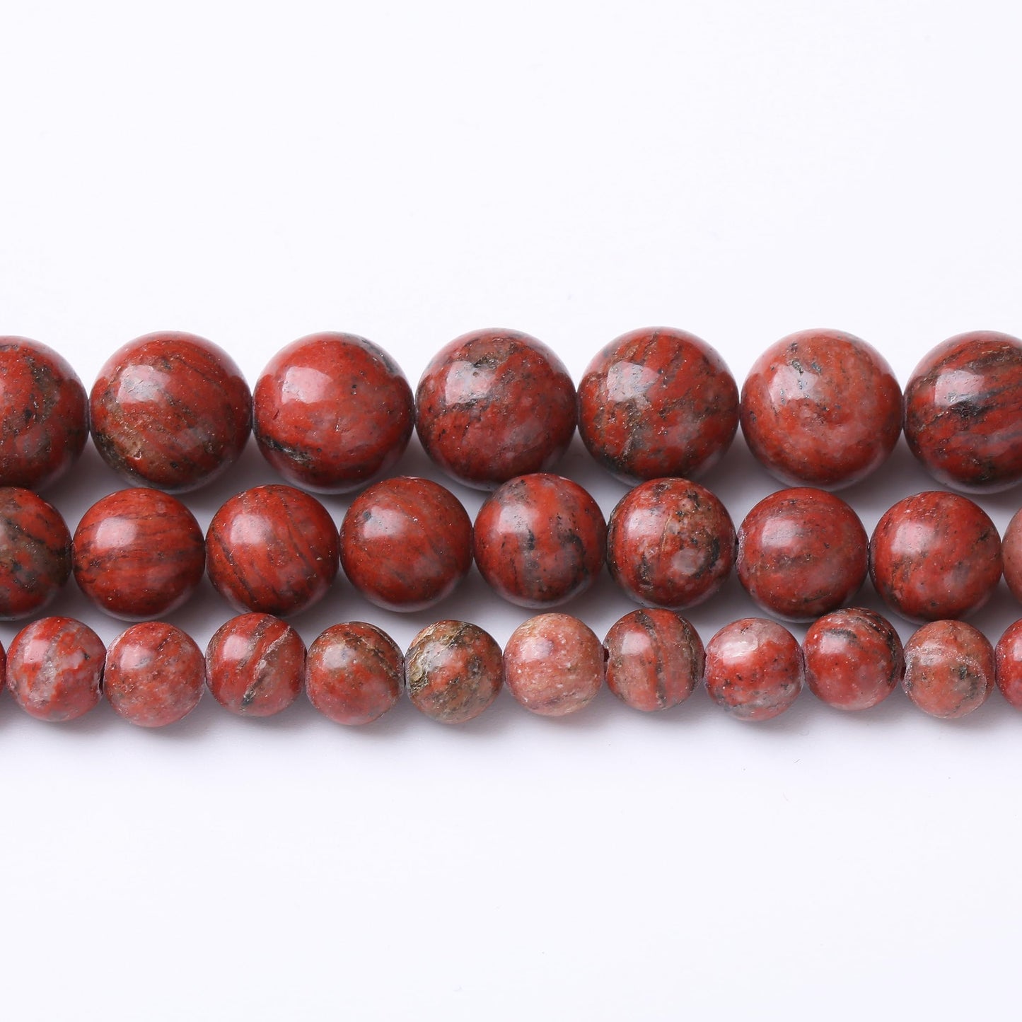 90PCS 4MM Red Seasame Jasper Natural Gemstone Round Stone Beads for Jewelry Making DIY Energy Stone Healing Power Bracelet 15"