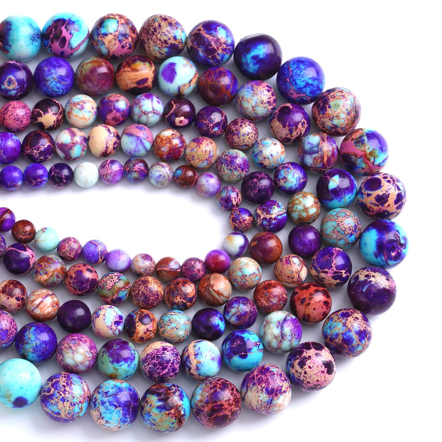 8MM 44PCS Natural Stone Galaxy Purple Sea Sediment Imperial Jasper Loose Beads for Jewelry Making DIY Bracelet Necklace