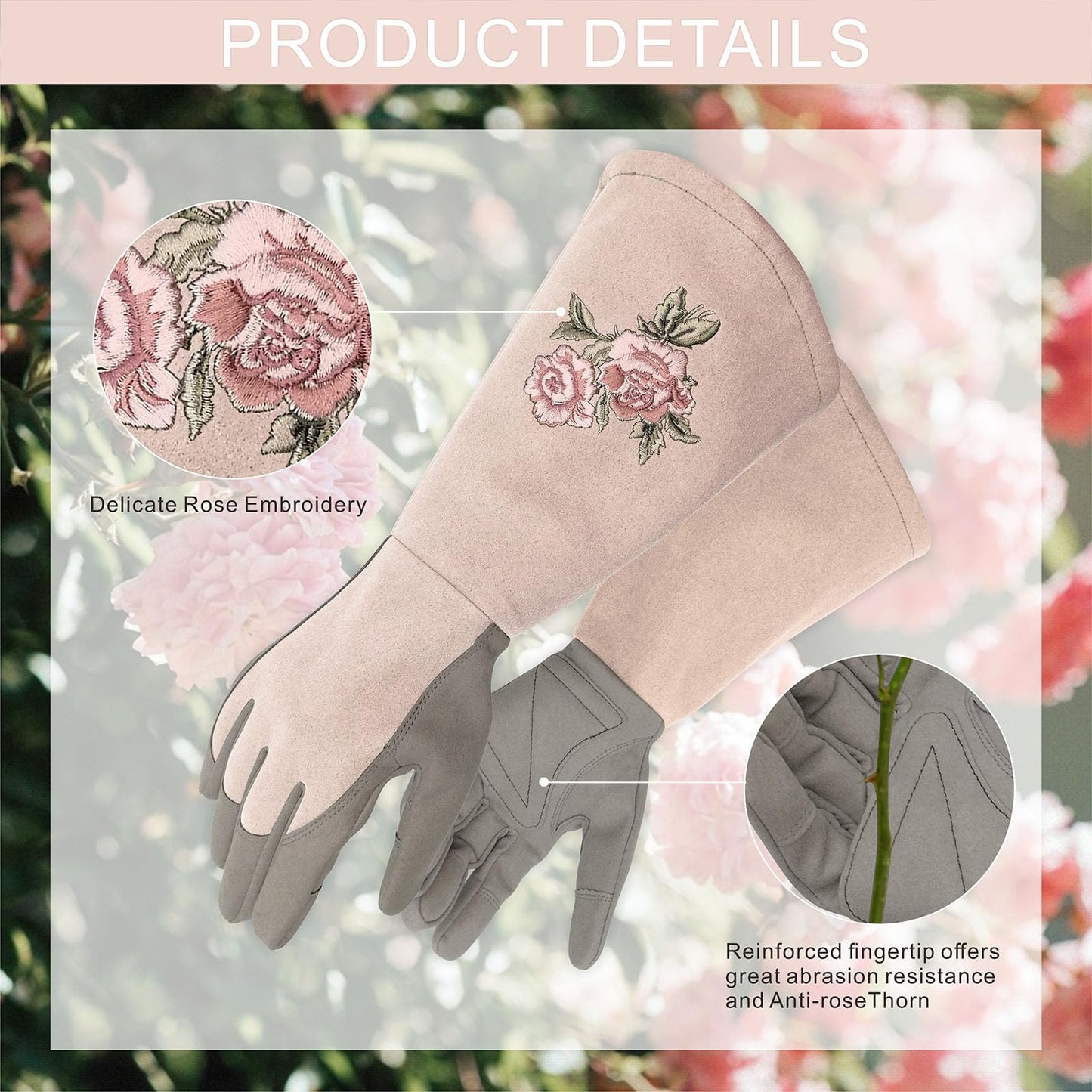 Intra-FIT Long Gardening Gloves for Women,Durable Rose Pruning Gloves Thorn Resistant for Weeding Planting Digging(X-Large,1 Pair)