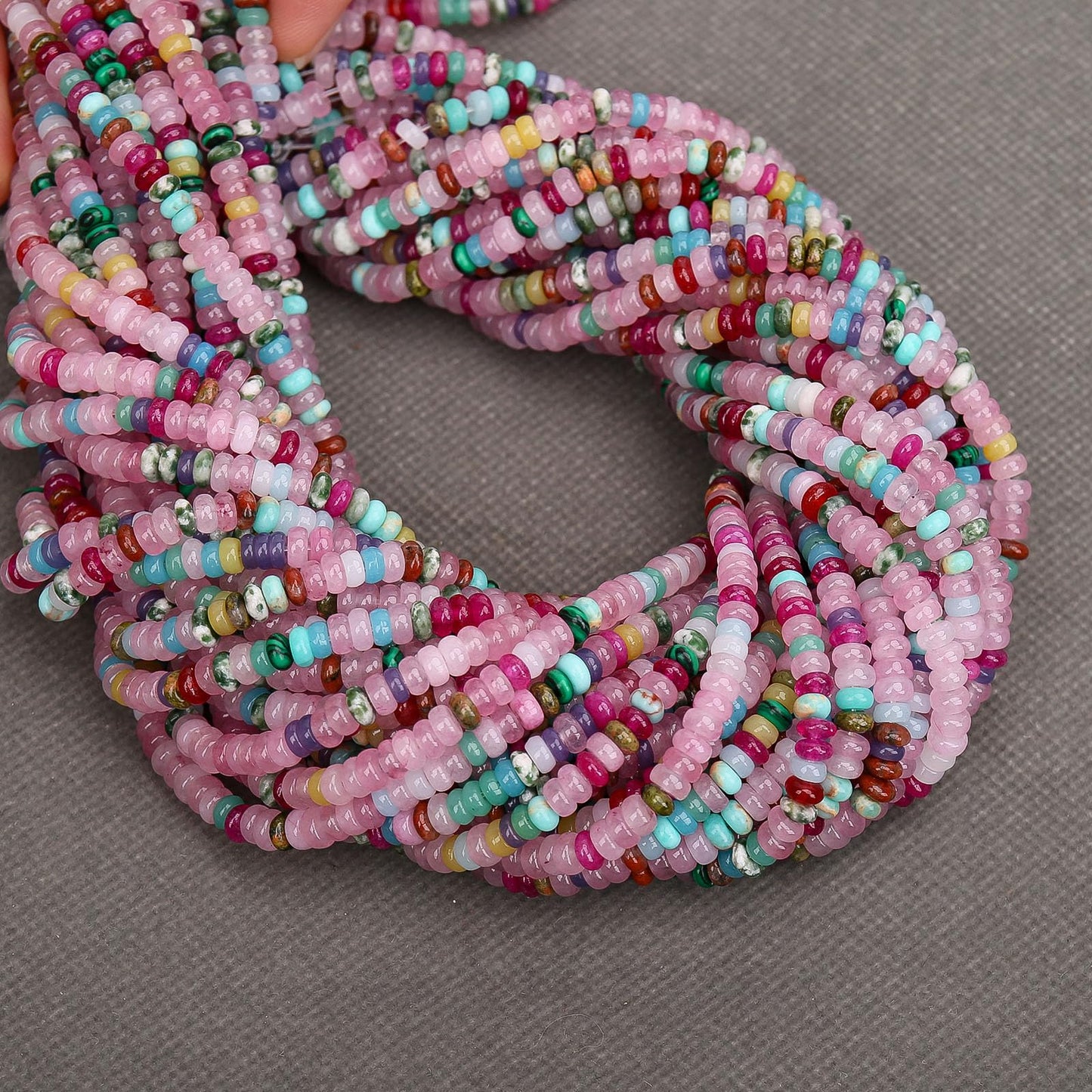 BONNY BOXX 1 Strand (150PCs) Natural 2 * 4mm Colorful Rondelle Beads, Natural Abacus Disk Stone Beads Loose Spacer Gemstone for DIY Bracelet Necklace Jewelry Making