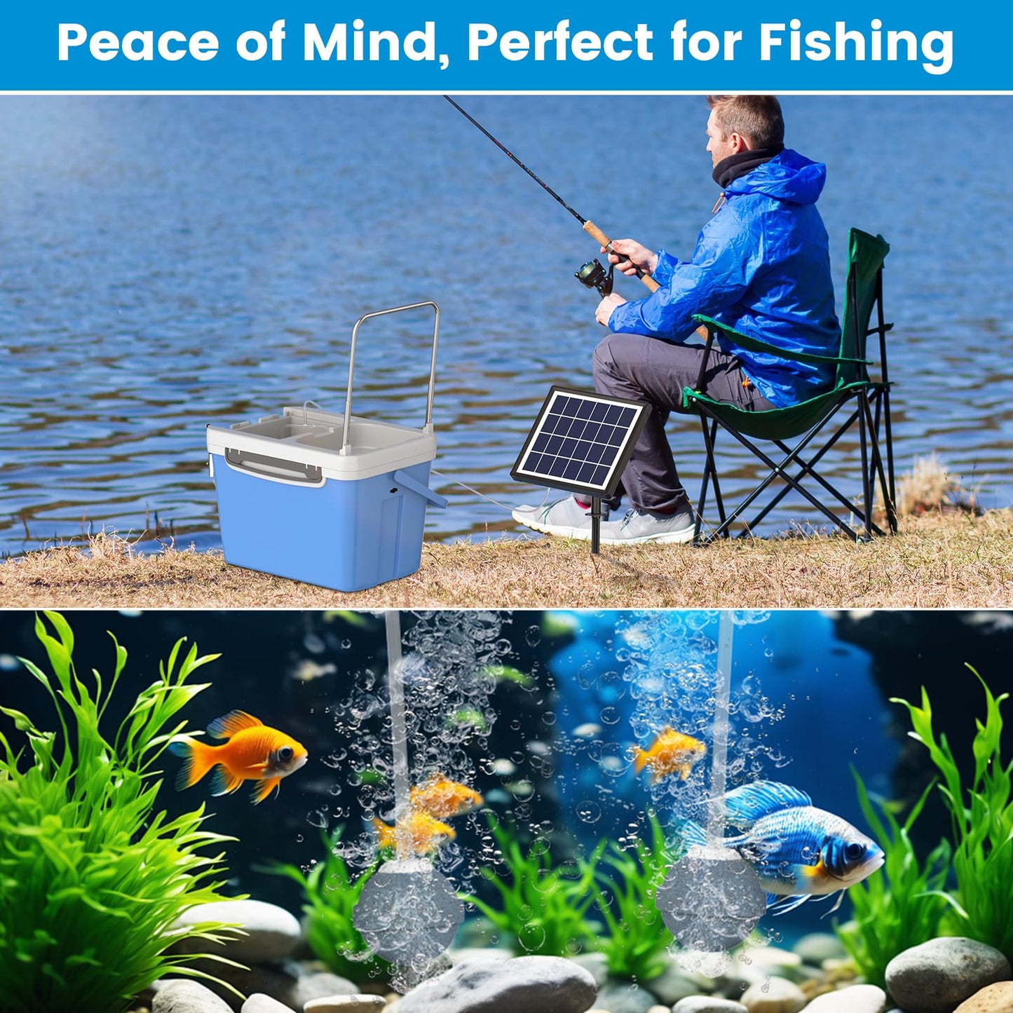 NFESOLAR 3W Solar Pond Aerator with 2200mAh Battery Backup, All-in-One Solar Air Pump, 24/7 Continuous Oxygenation, Quiet Operation, 3 Modes Bubbler, Portable for Small Ponds, Fish Tanks & Hydroponics