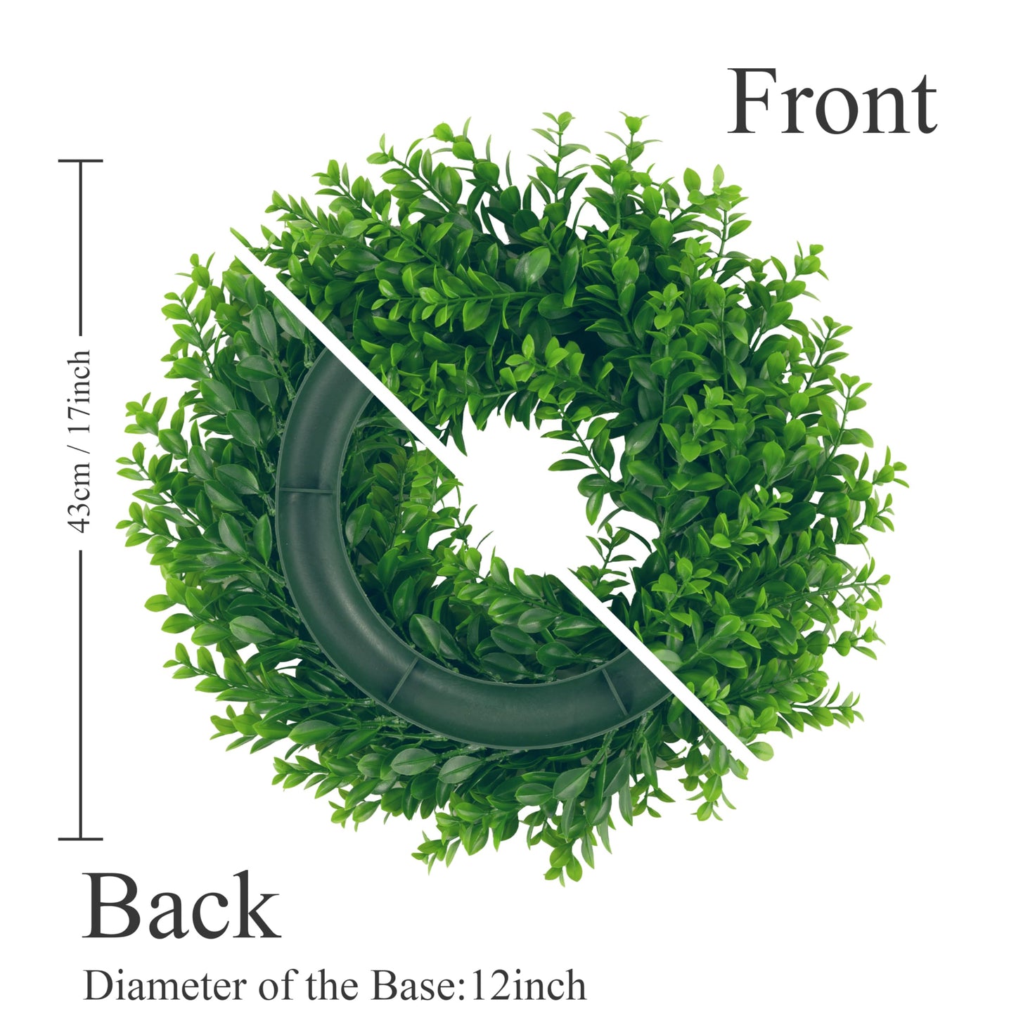 U'Artlines 17inch Front Door Wreaths Artificial Spring Summer Greenery Hanging Garland for Home Wedding Wall Window Decoration (17'inch Boxwood,1)