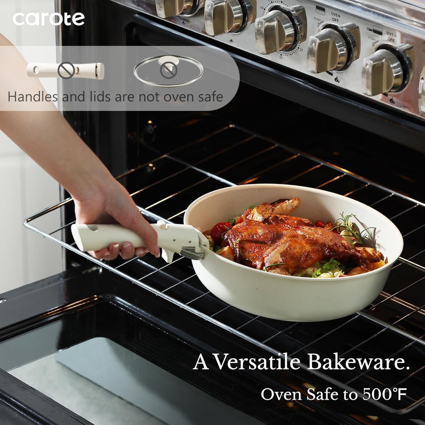 CAROTE 19pcs Pots and Pans Set, Nonstick Cookware Set Detachable Handle, Induction Kitchen Cookware Sets Non Stick with Removable Handle, RV Cookware Set, Oven Safe